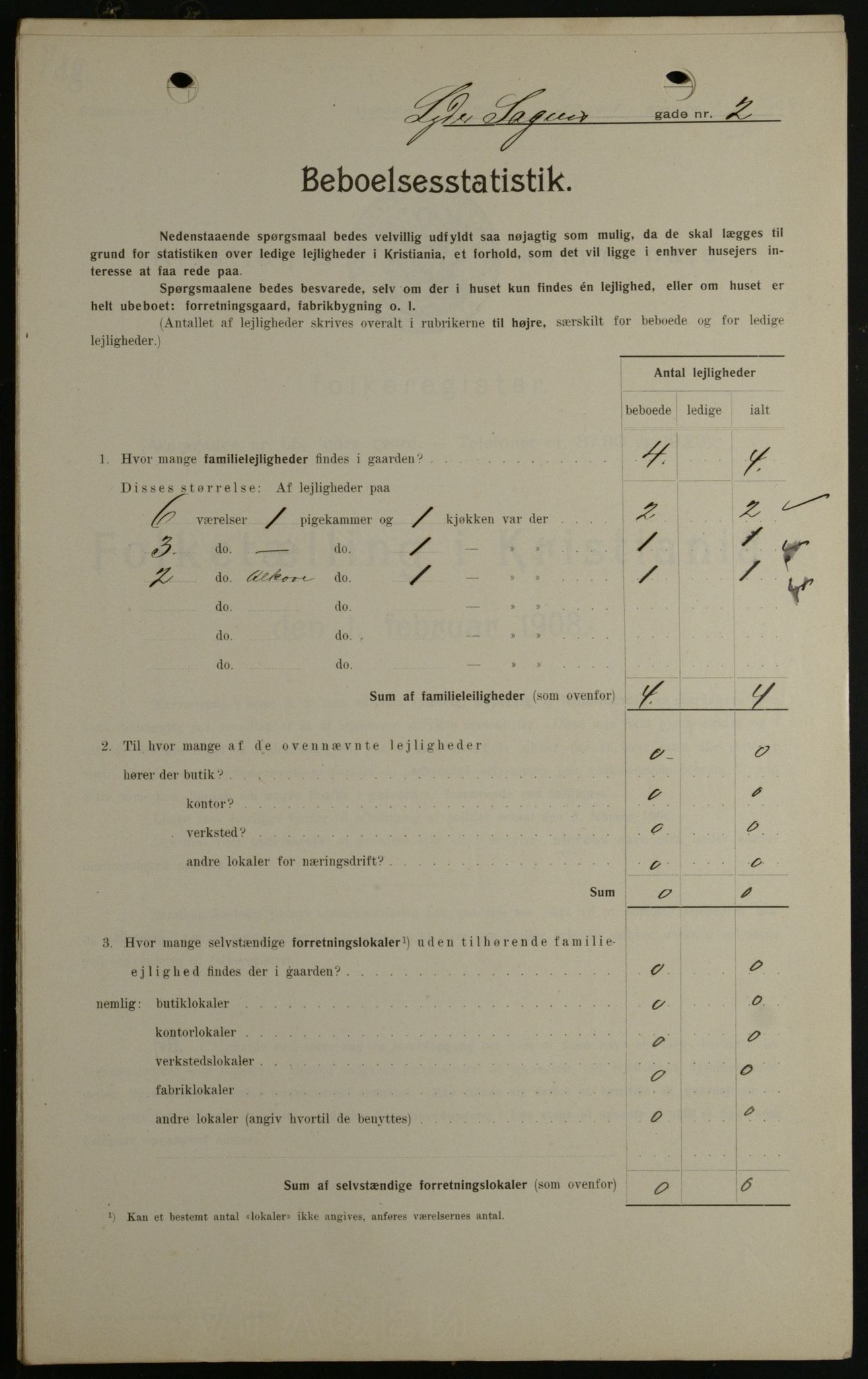 OBA, Kommunal folketelling 1.2.1908 for Kristiania kjøpstad, 1908, s. 52335