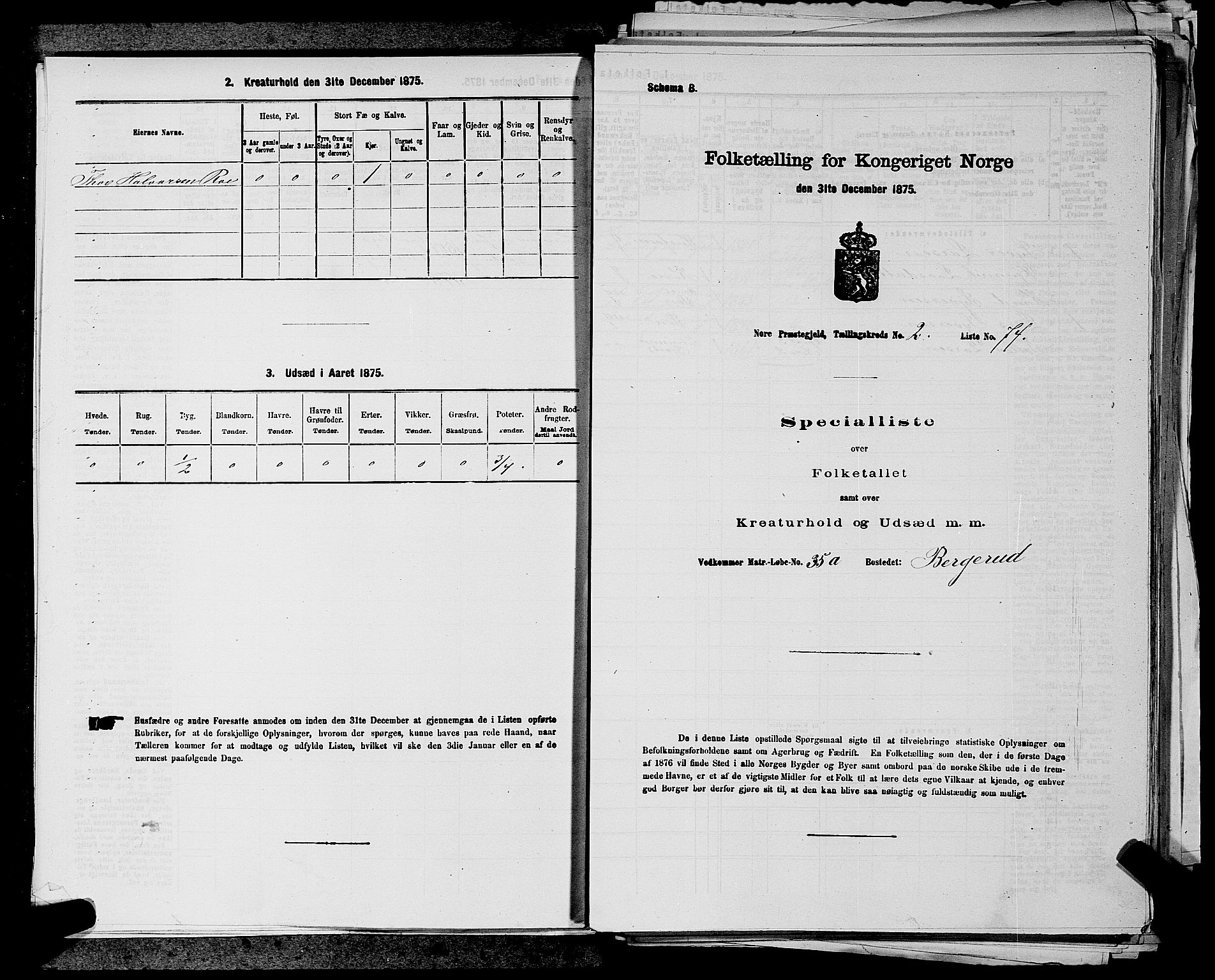 SAKO, Folketelling 1875 for 0633P Nore prestegjeld, 1875, s. 179