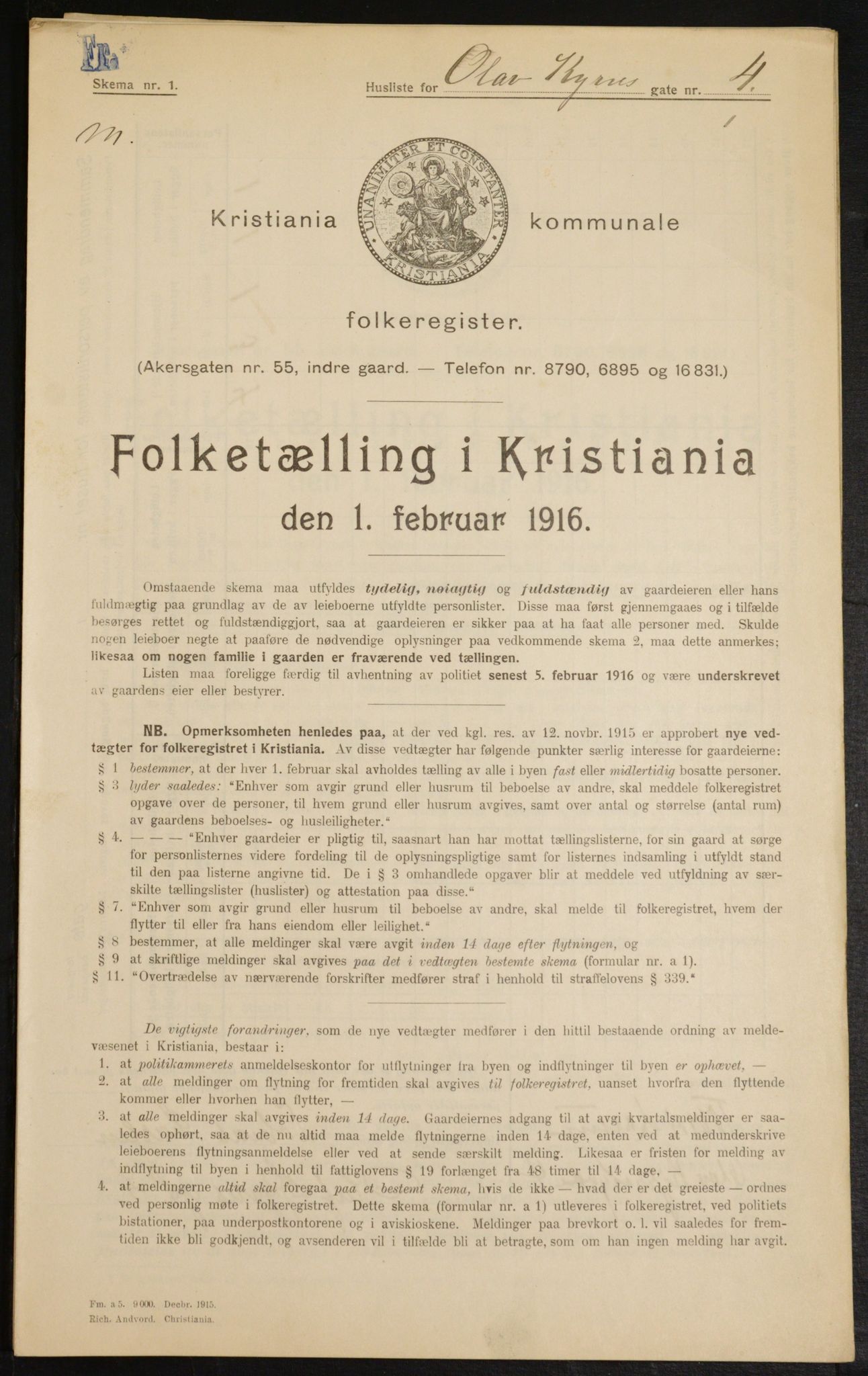 OBA, Kommunal folketelling 1.2.1916 for Kristiania, 1916, s. 77169