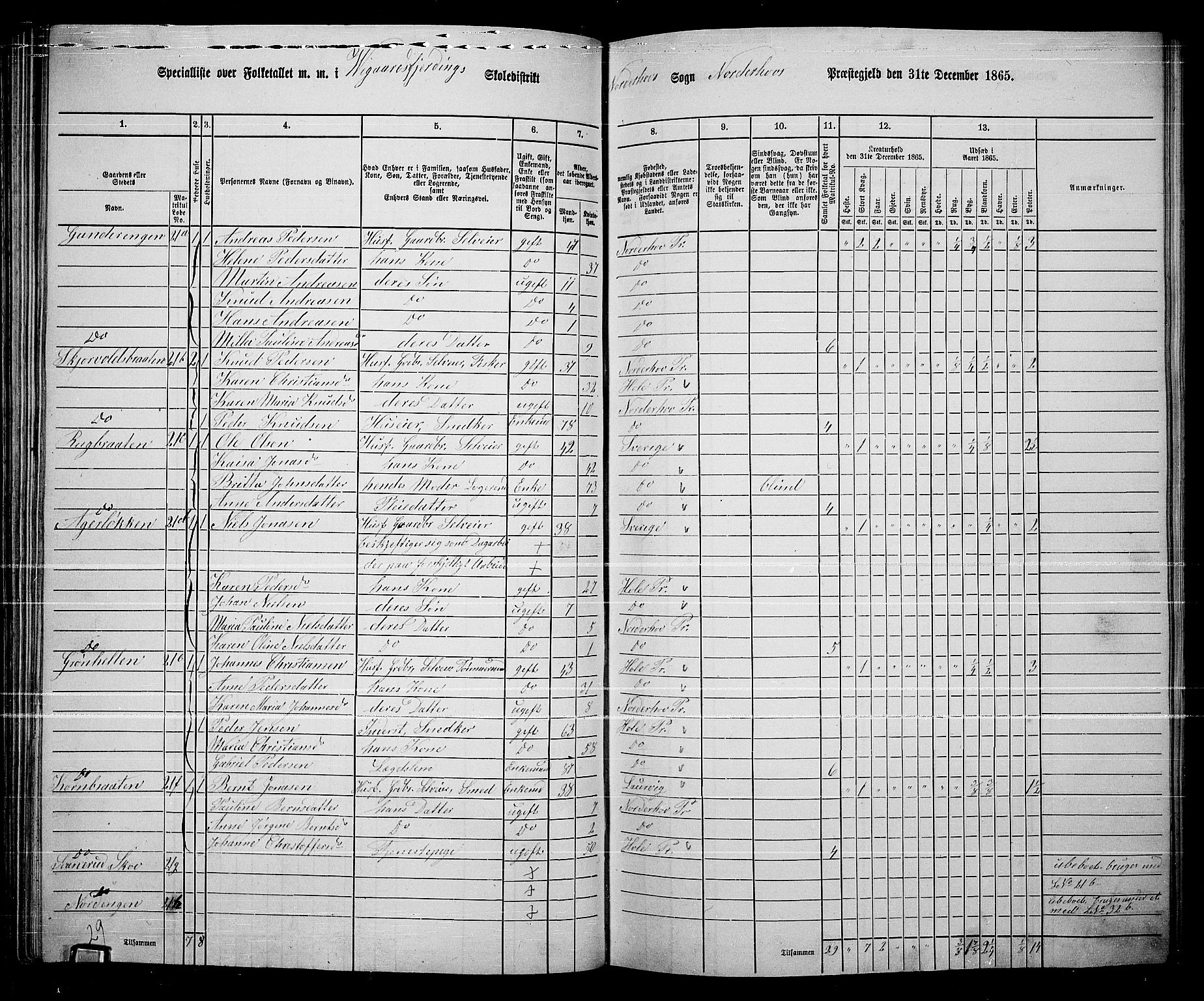 RA, Folketelling 1865 for 0613L Norderhov prestegjeld, Norderhov sokn, Haug sokn og Lunder sokn, 1865, s. 117