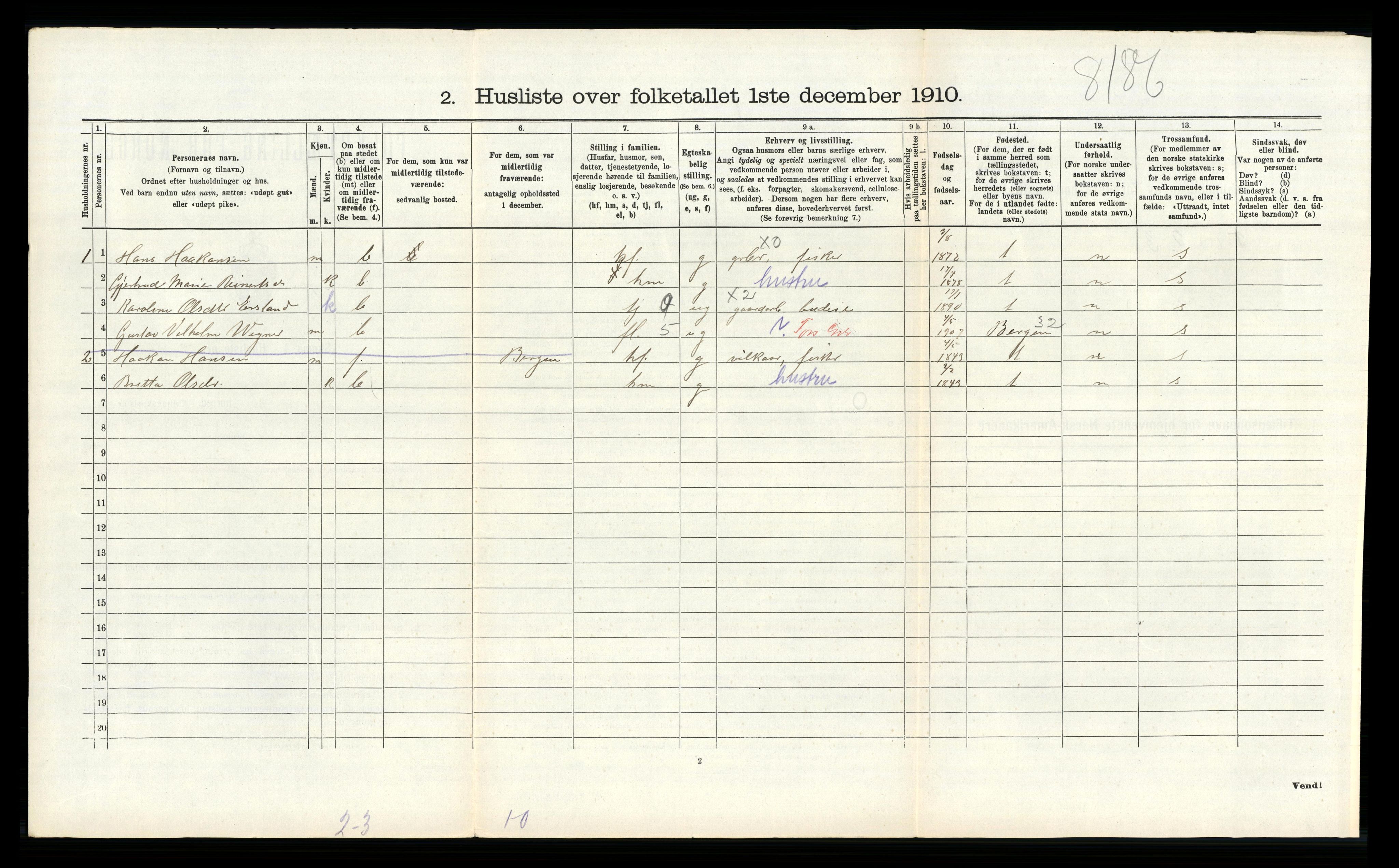 RA, Folketelling 1910 for 1218 Finnås herred, 1910, s. 763