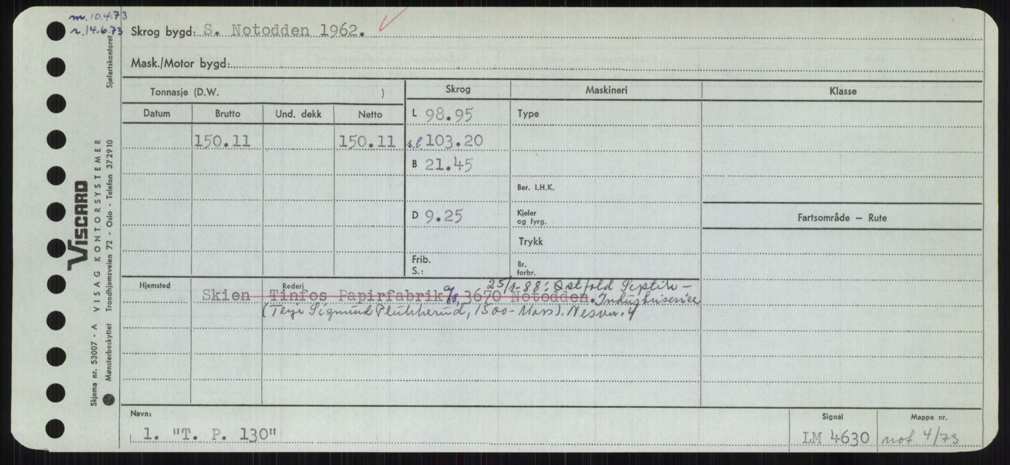 Sjøfartsdirektoratet med forløpere, Skipsmålingen, RA/S-1627/H/Hc/L0001: Lektere, A-Y, s. 463