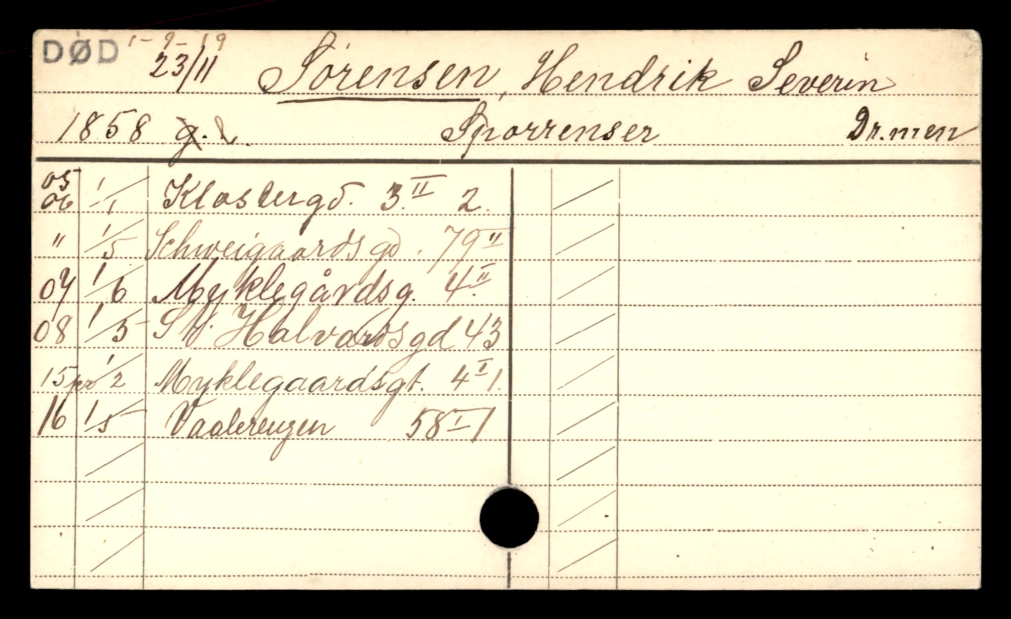 Oslo folkeregister, Registerkort, AV/SAO-A-11715/D/Da/L0091: Menn: Sørensen Hendrik - Tennison Georg, 1906-1919