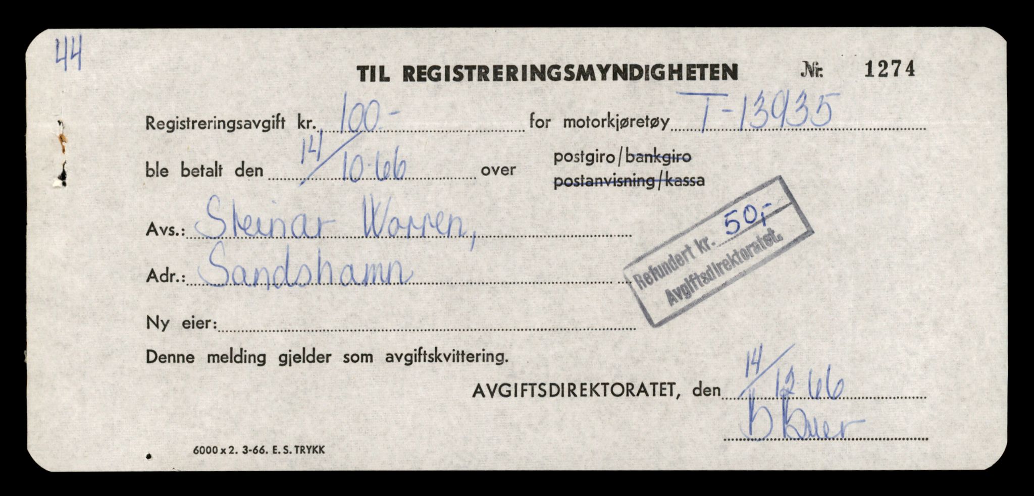 Møre og Romsdal vegkontor - Ålesund trafikkstasjon, AV/SAT-A-4099/F/Fe/L0042: Registreringskort for kjøretøy T 13906 - T 14079, 1927-1998, s. 462