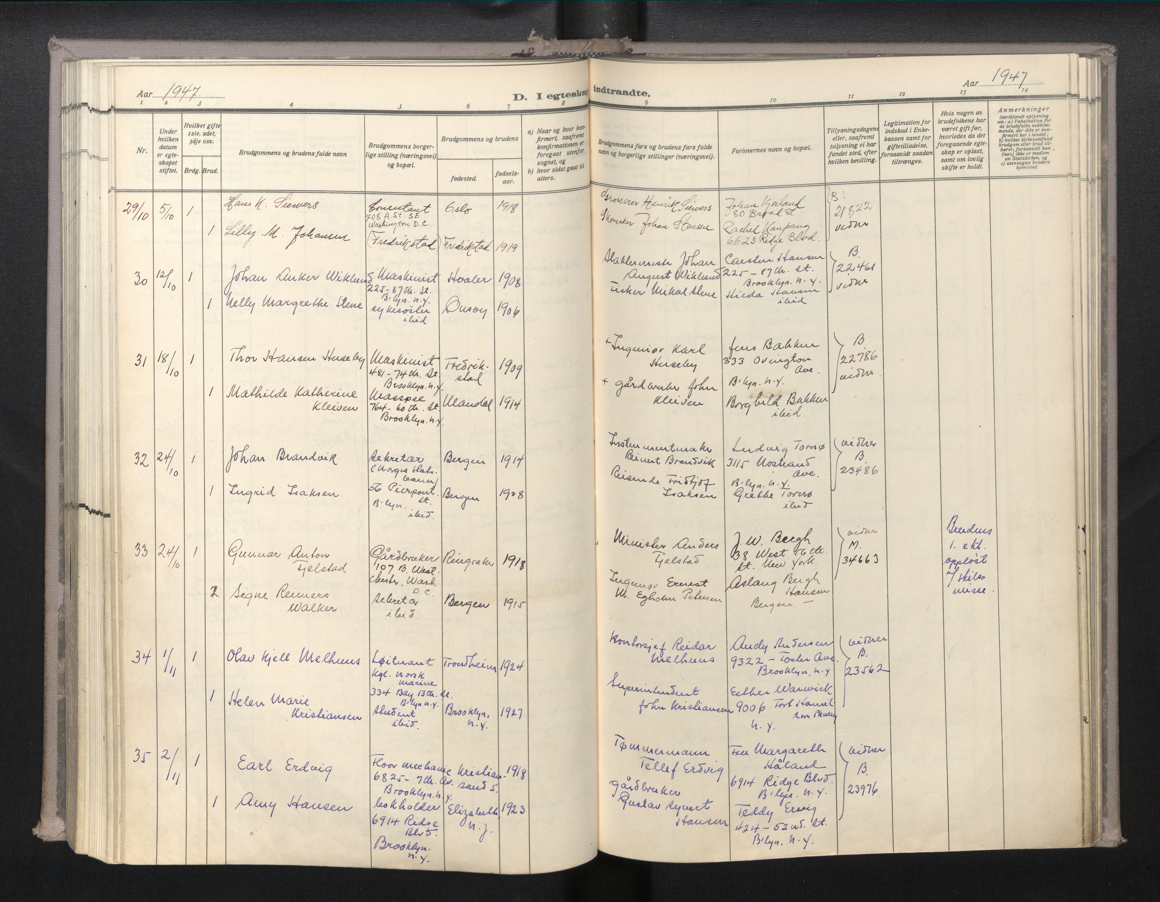 Den norske sjømannsmisjon i utlandet/New York, AV/SAB-SAB/PA-0110/H/Ha/L0010: Ministerialbok nr. A 10, 1946-1960