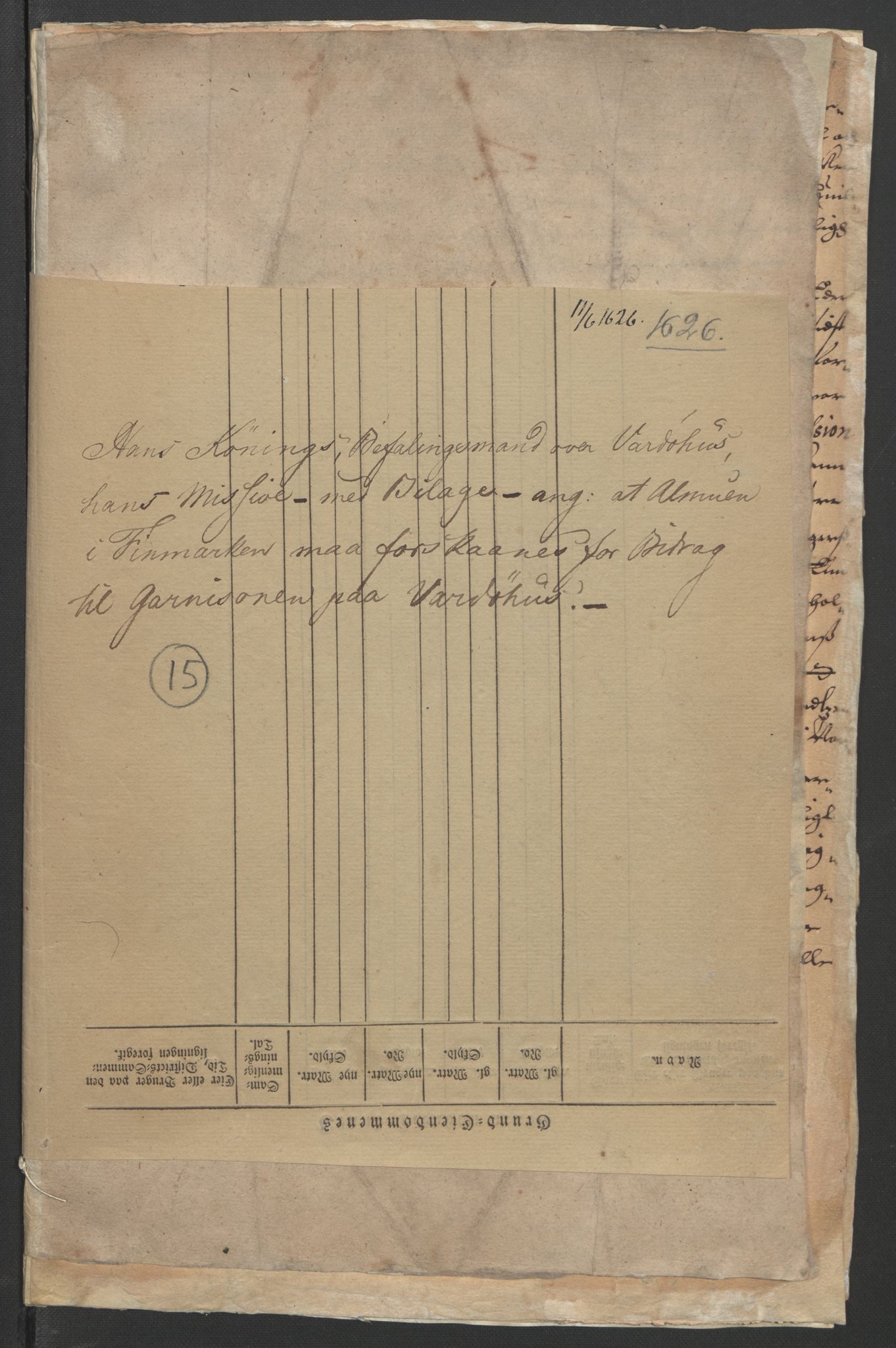 Stattholderembetet 1572-1771, RA/EA-2870/Ek/L0006/0003: Jordebøker til utlikning av garnisonsskatt 1624-1626: / Søknad (med vedlegg) fra lensherren på Vardøhus om at allmuen i lenet hans må slippe garnisonsskatt, 1626, s. 3