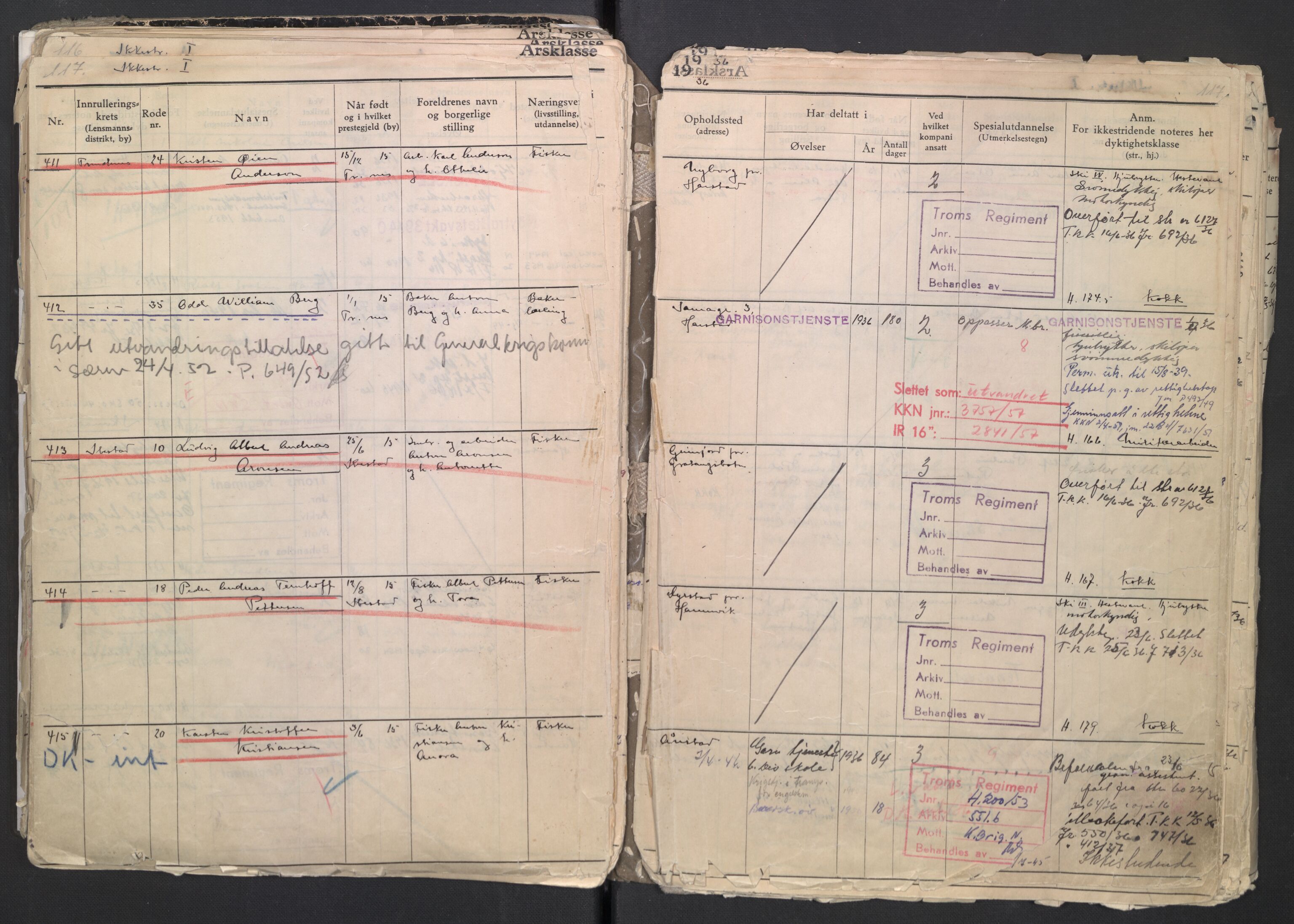 Forsvaret, Troms infanteriregiment nr. 16, AV/RA-RAFA-3146/P/Pa/L0007/0001: Ruller / Rulle for regimentets menige mannskaper, årsklasse 1936, 1936, s. 117