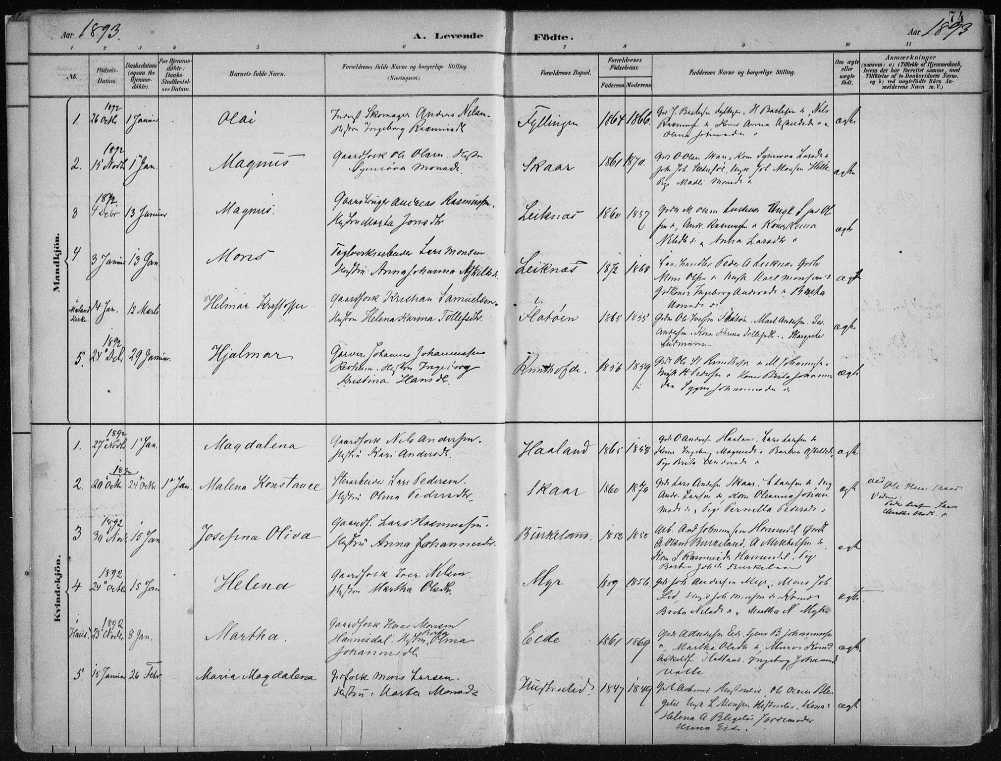 Hamre sokneprestembete, AV/SAB-A-75501/H/Ha/Haa/Haab/L0001: Ministerialbok nr. B  1, 1882-1905, s. 74