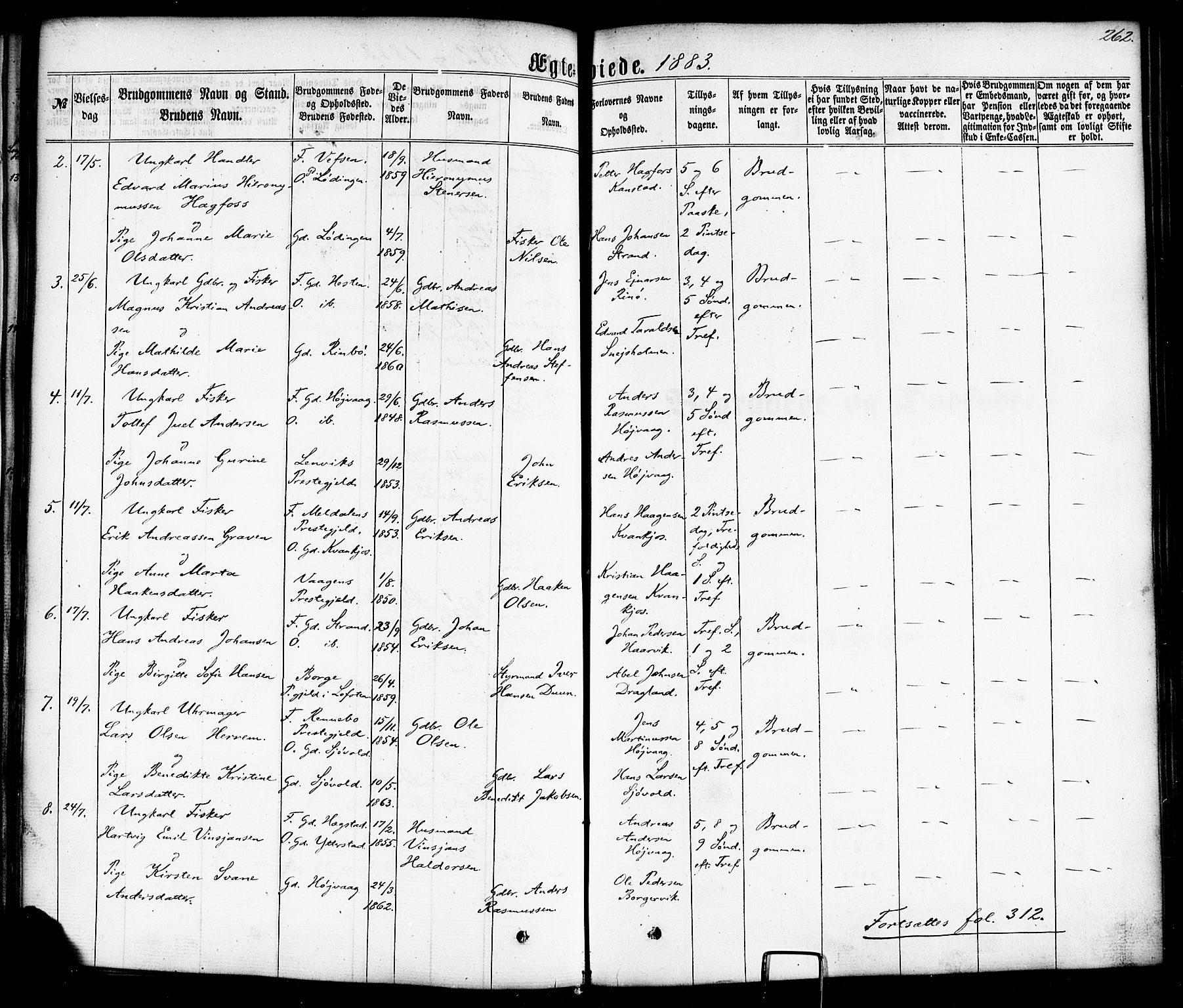 Ministerialprotokoller, klokkerbøker og fødselsregistre - Nordland, AV/SAT-A-1459/872/L1034: Ministerialbok nr. 872A09, 1864-1884, s. 262