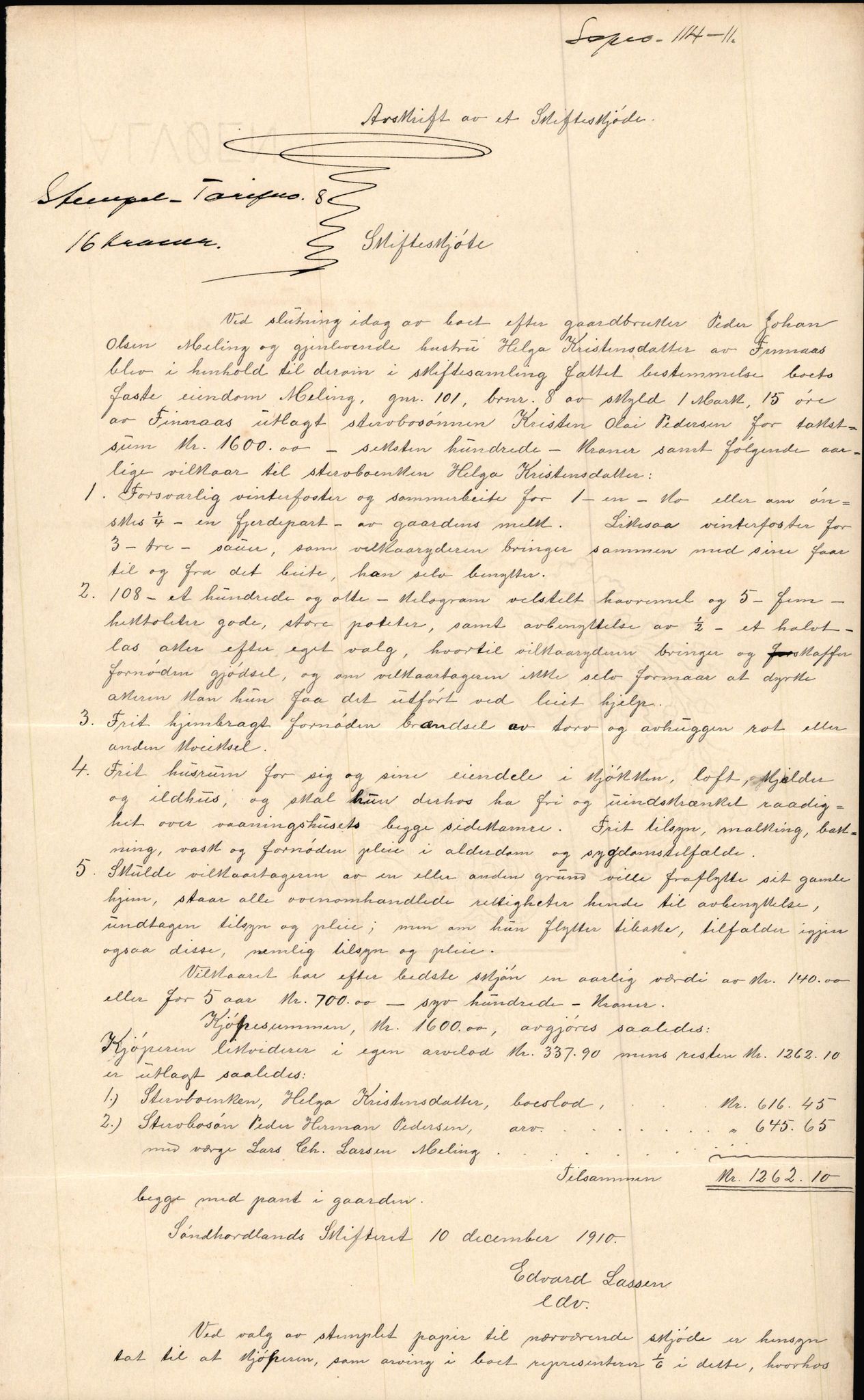 Finnaas kommune. Overformynderiet, IKAH/1218a-812/D/Da/Daa/L0002/0004: Kronologisk ordna korrespondanse / Kronologisk ordna korrespondanse, 1910-1913, s. 39