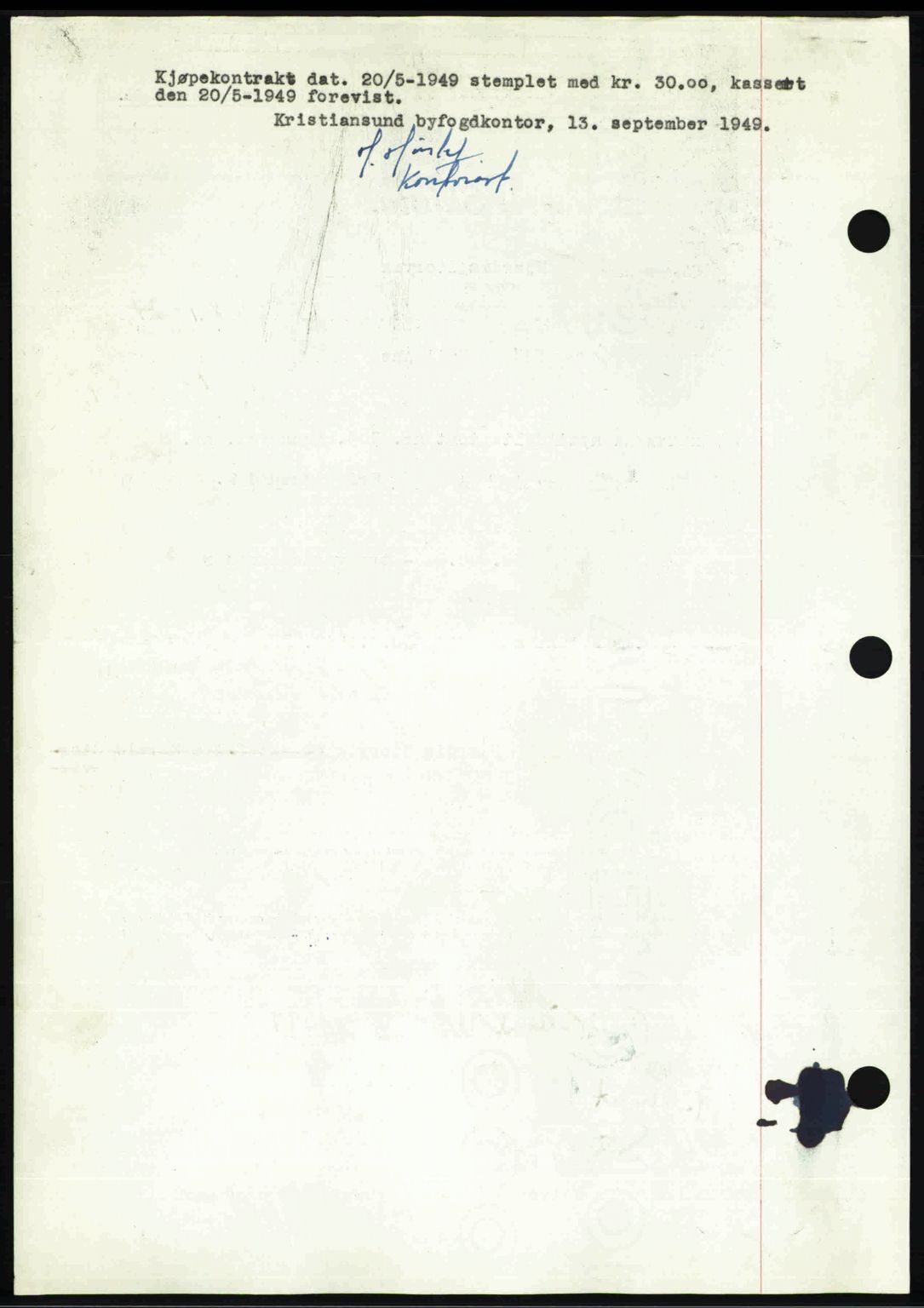 Kristiansund byfogd, AV/SAT-A-4587/A/27: Pantebok nr. 46, 1949-1950, Dagboknr: 1396/1949