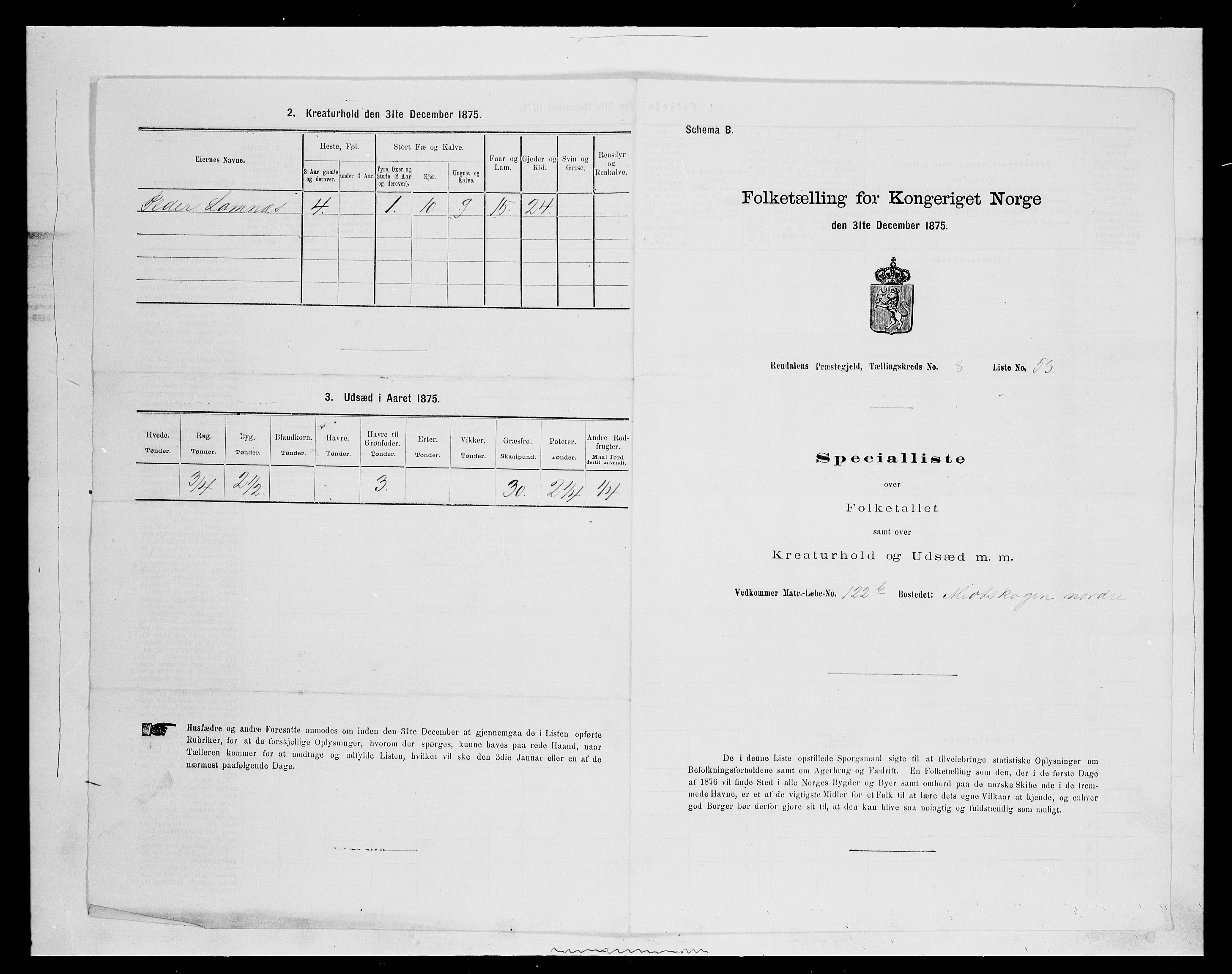 SAH, Folketelling 1875 for 0432P Rendalen prestegjeld, 1875, s. 806