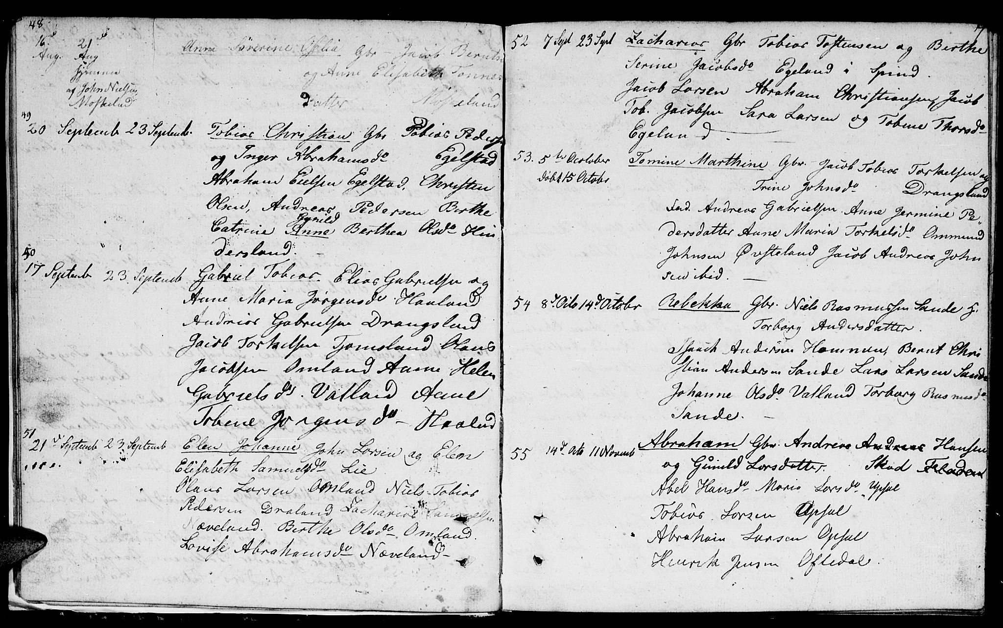 Lyngdal sokneprestkontor, AV/SAK-1111-0029/F/Fb/Fbc/L0002: Klokkerbok nr. B 2, 1849-1864, s. 7