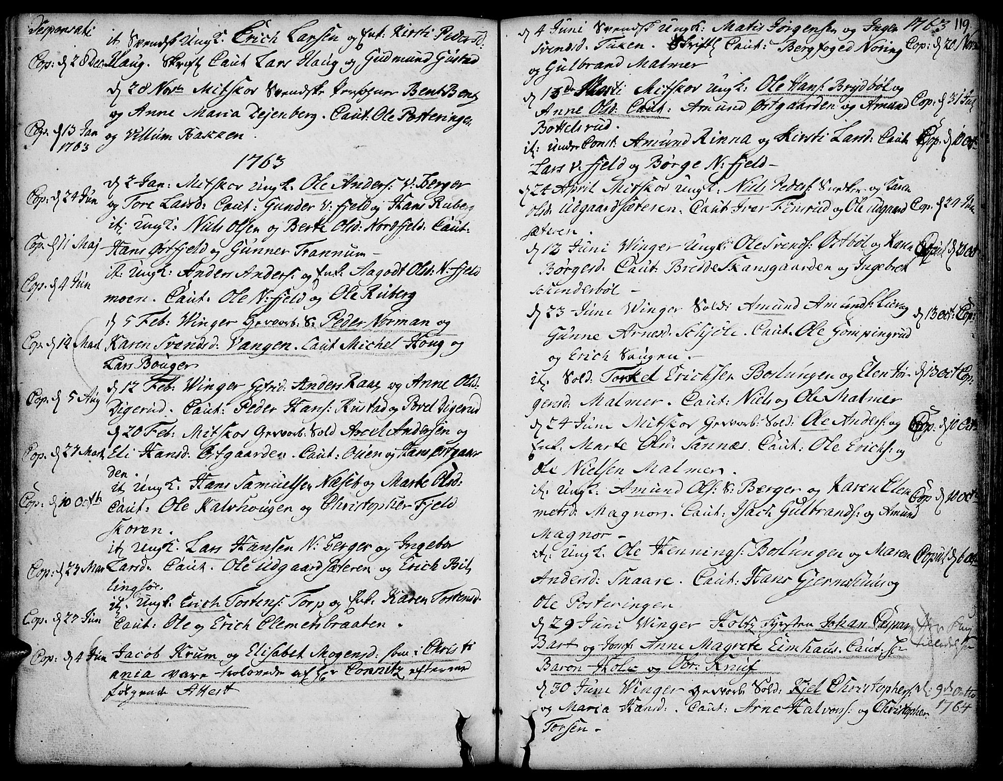 Vinger prestekontor, AV/SAH-PREST-024/H/Ha/Haa/L0003: Ministerialbok nr. 3, 1751-1772, s. 119