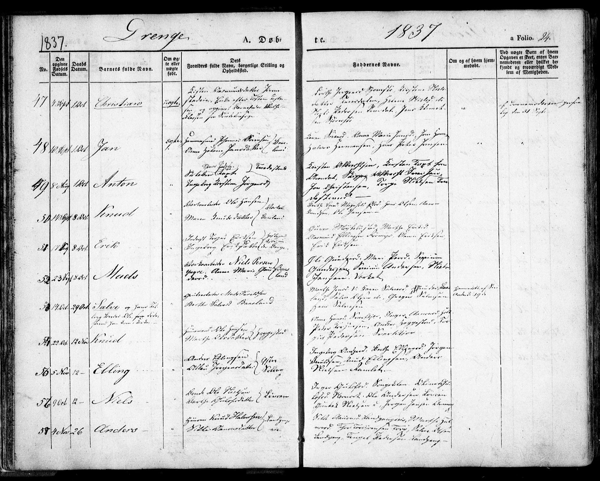 Holt sokneprestkontor, AV/SAK-1111-0021/F/Fa/L0007: Ministerialbok nr. A 7, 1836-1848, s. 24