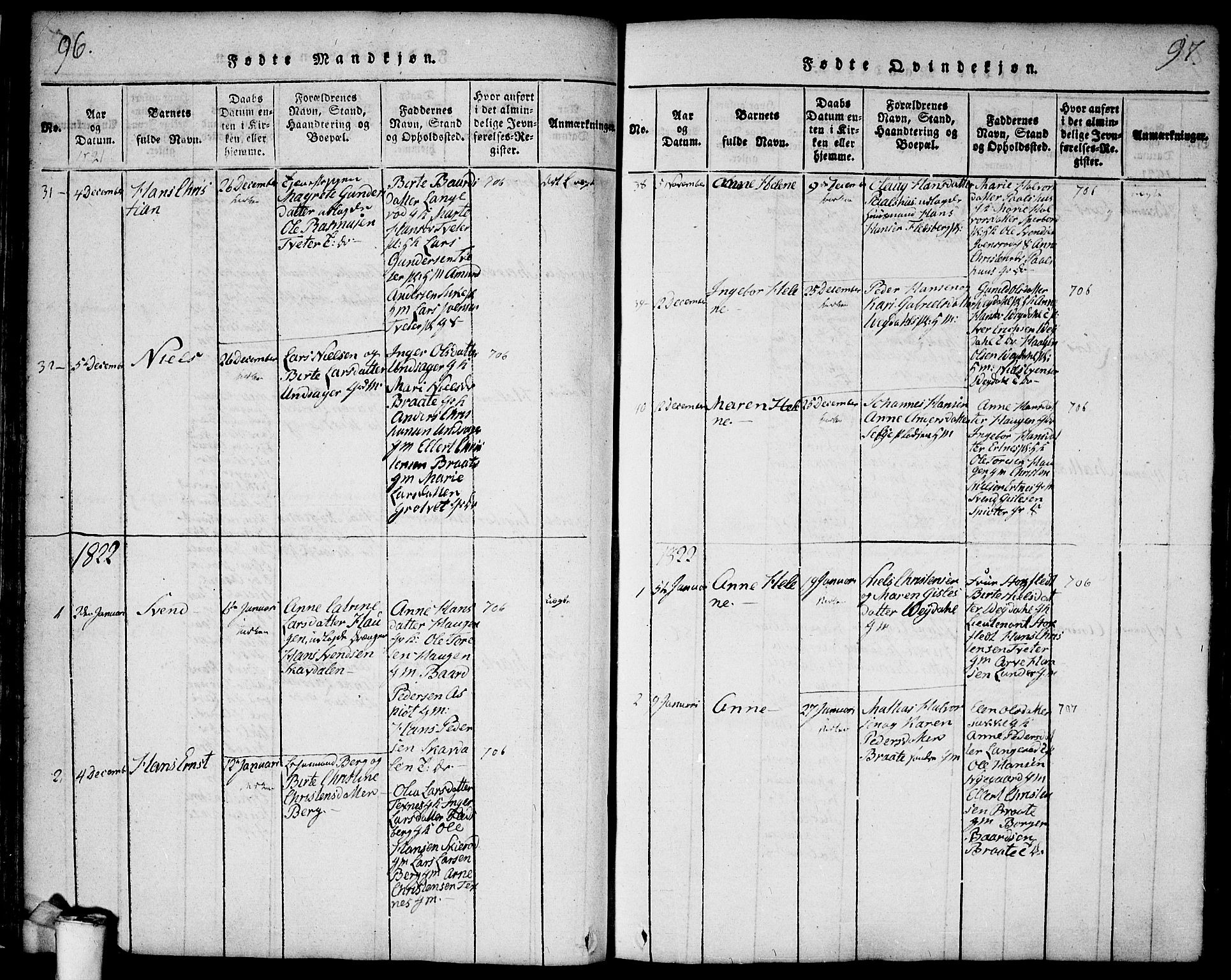 Våler prestekontor Kirkebøker, AV/SAO-A-11083/F/Fa/L0005: Ministerialbok nr. I 5, 1815-1839, s. 96-97