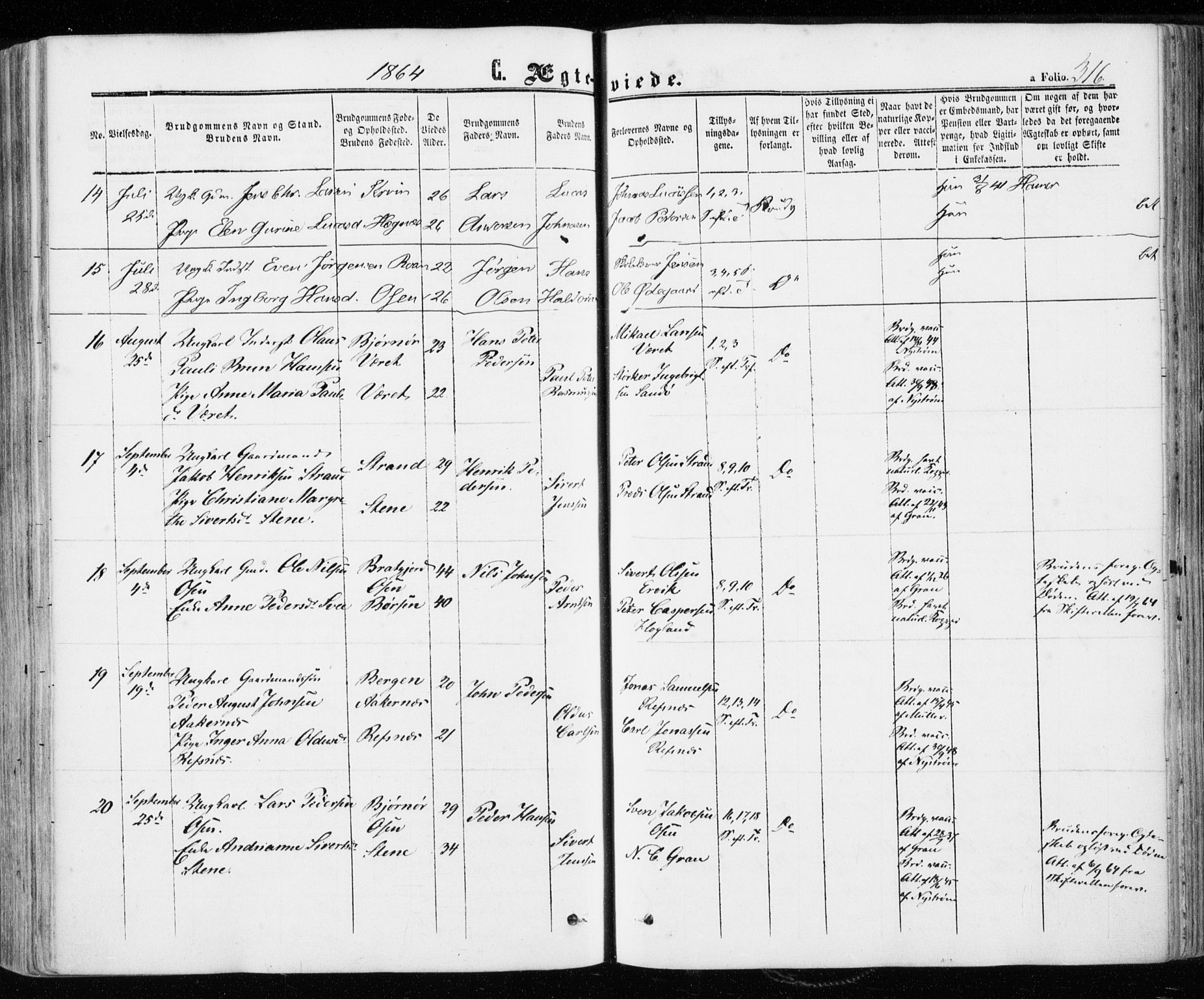 Ministerialprotokoller, klokkerbøker og fødselsregistre - Sør-Trøndelag, AV/SAT-A-1456/657/L0705: Ministerialbok nr. 657A06, 1858-1867, s. 316