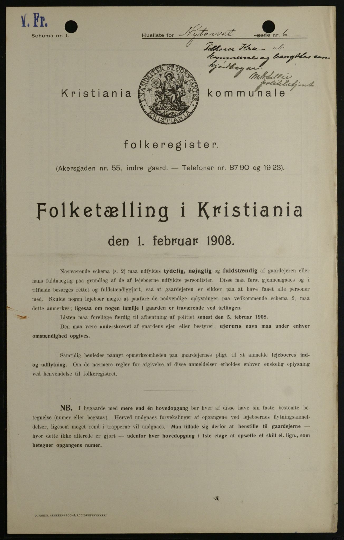 OBA, Kommunal folketelling 1.2.1908 for Kristiania kjøpstad, 1908, s. 66638