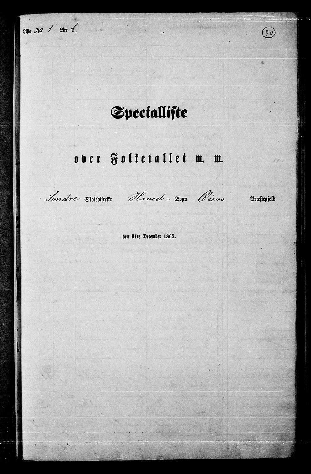 RA, Folketelling 1865 for 0521P Øyer prestegjeld, 1865, s. 27