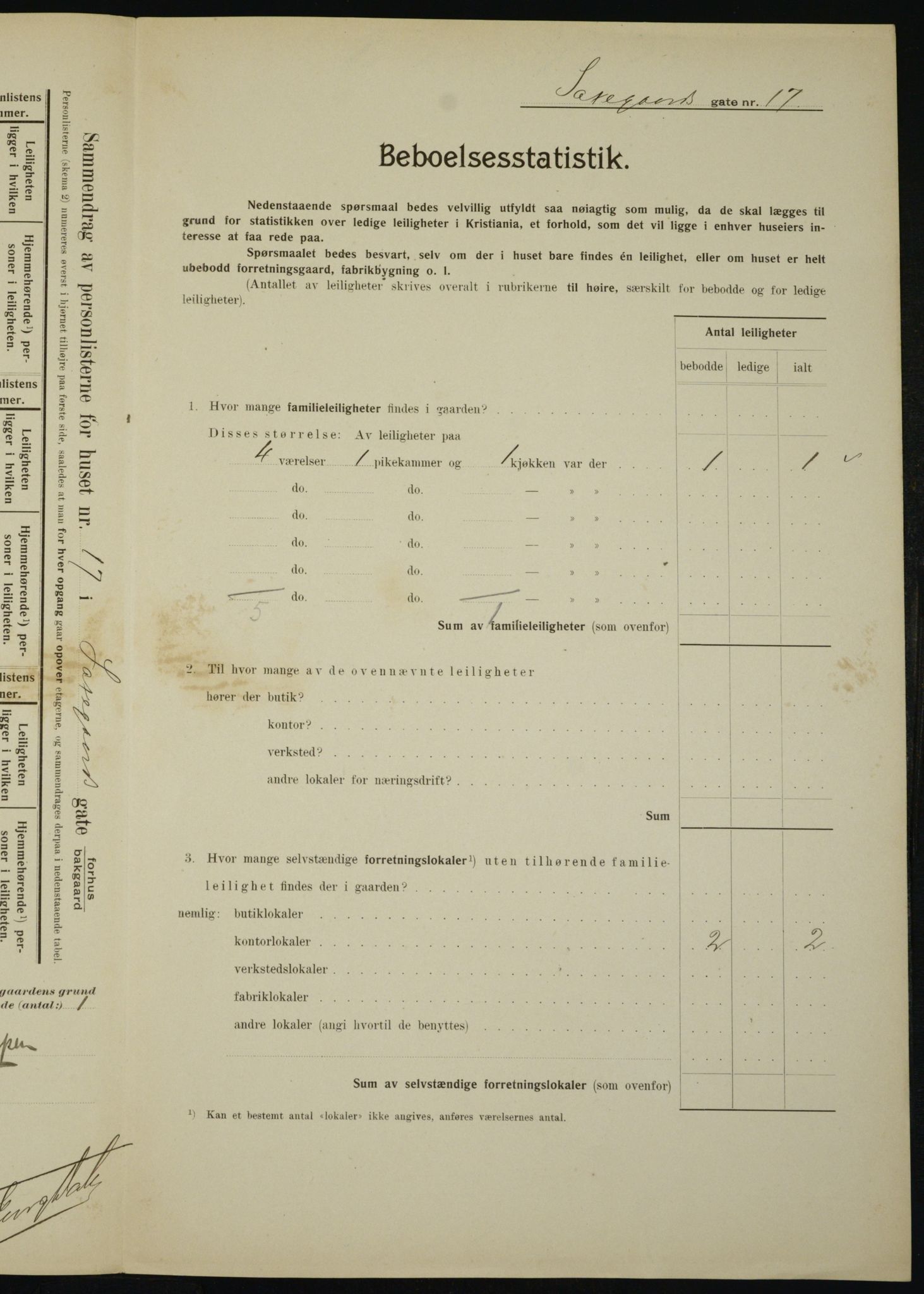 OBA, Kommunal folketelling 1.2.1910 for Kristiania, 1910, s. 85409