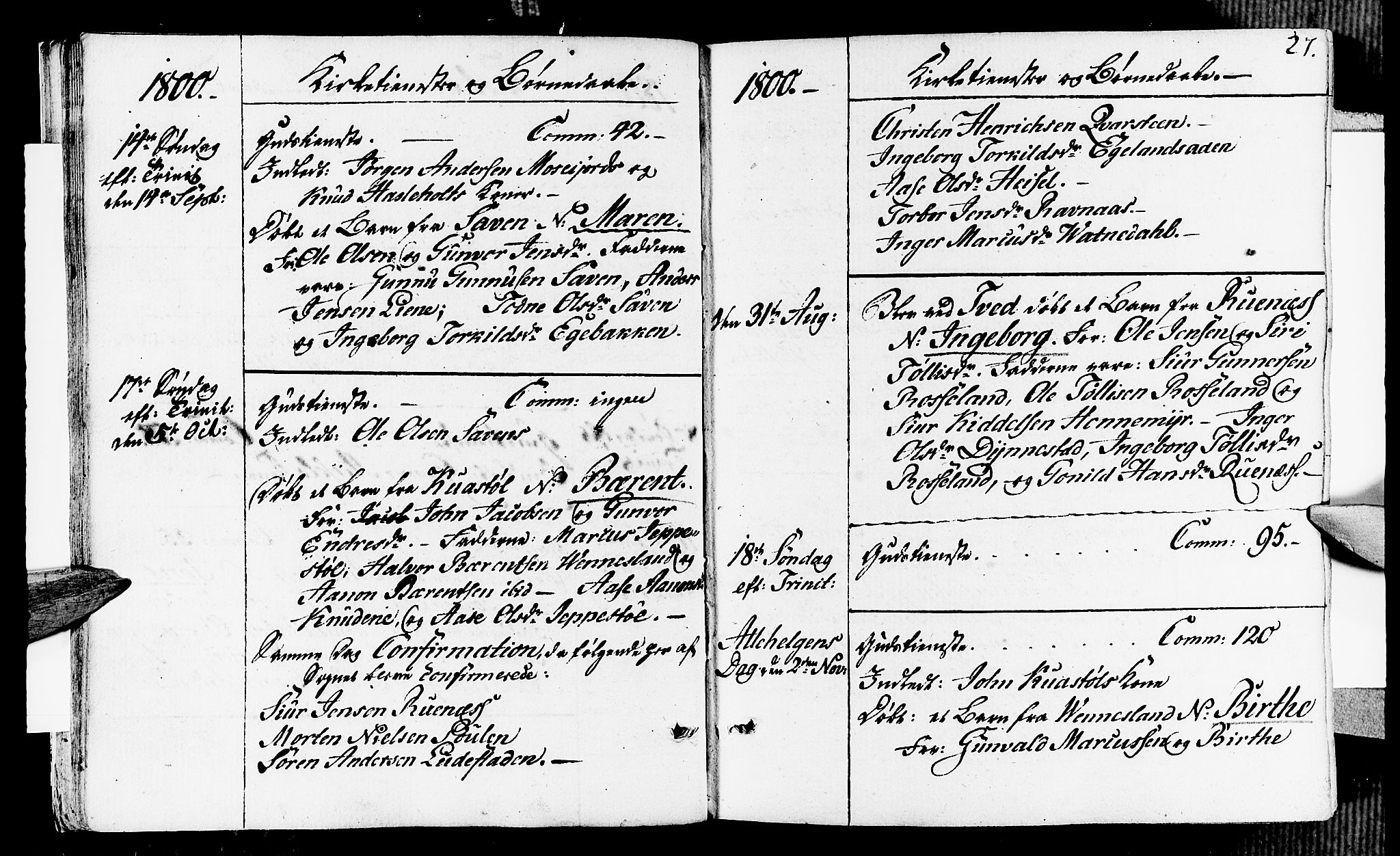 Vennesla sokneprestkontor, AV/SAK-1111-0045/Fa/Fab/L0002: Ministerialbok nr. A 2, 1794-1834, s. 27