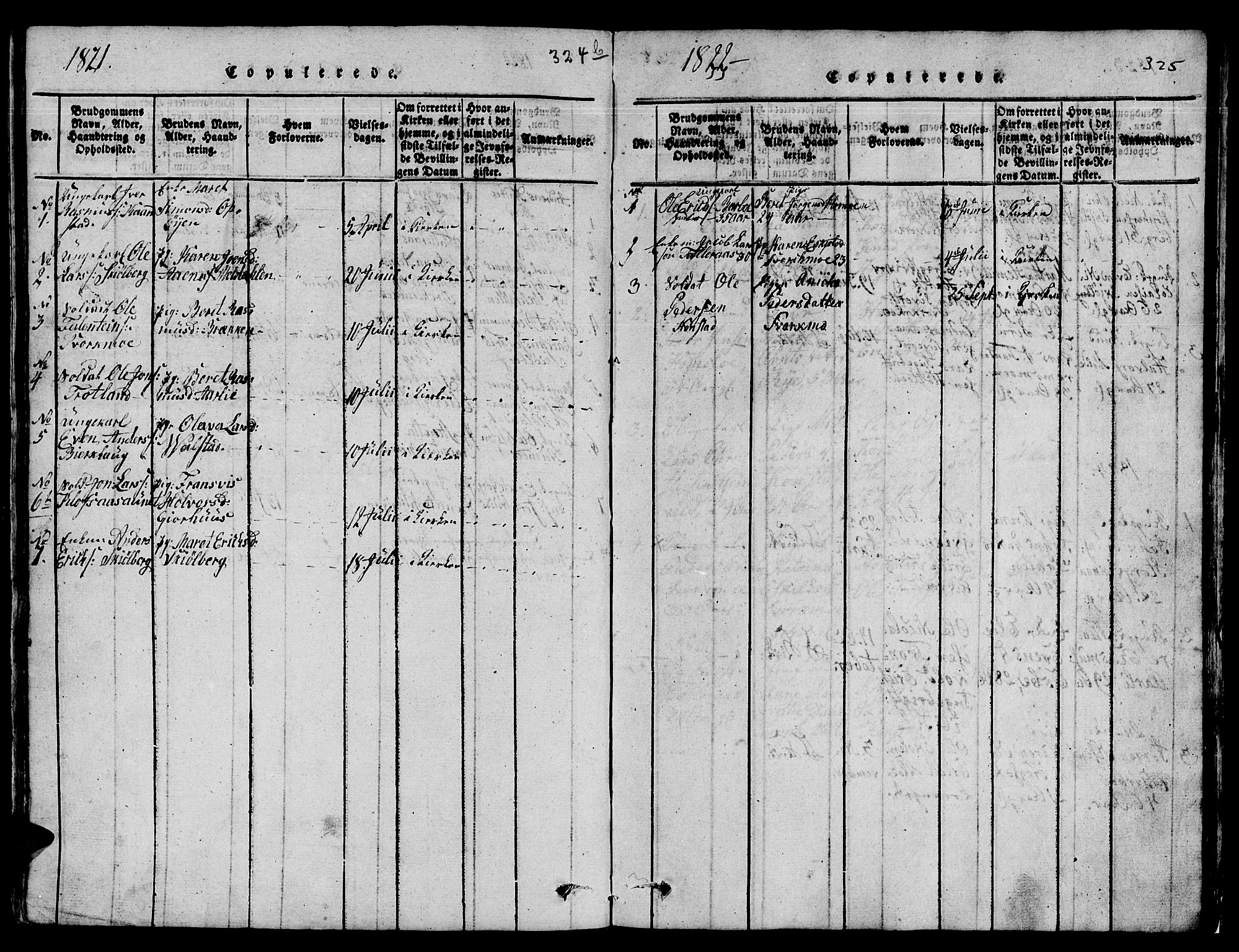 Ministerialprotokoller, klokkerbøker og fødselsregistre - Sør-Trøndelag, AV/SAT-A-1456/671/L0842: Klokkerbok nr. 671C01, 1816-1867, s. 324-325