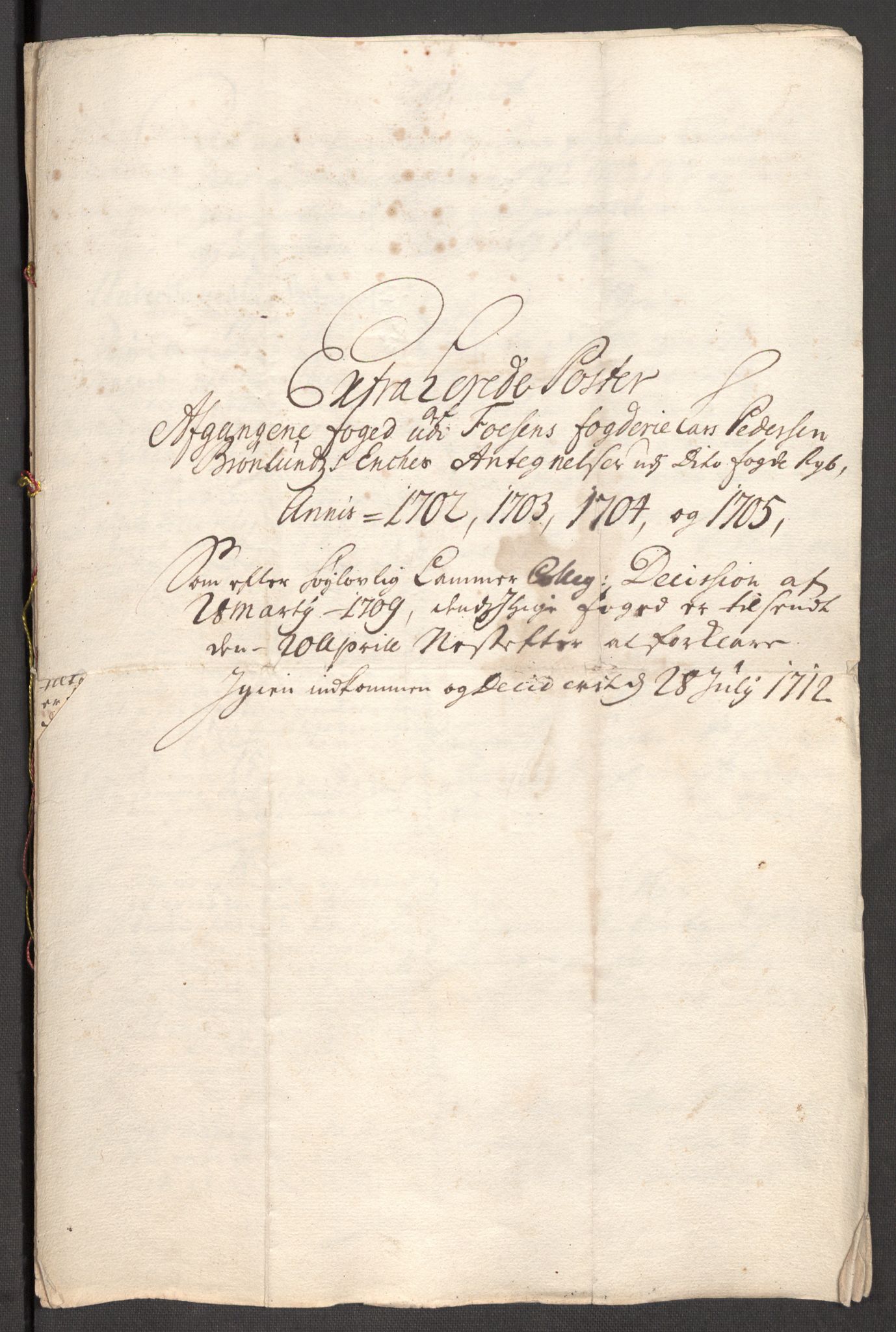 Rentekammeret inntil 1814, Reviderte regnskaper, Fogderegnskap, RA/EA-4092/R57/L3856: Fogderegnskap Fosen, 1704-1705, s. 419