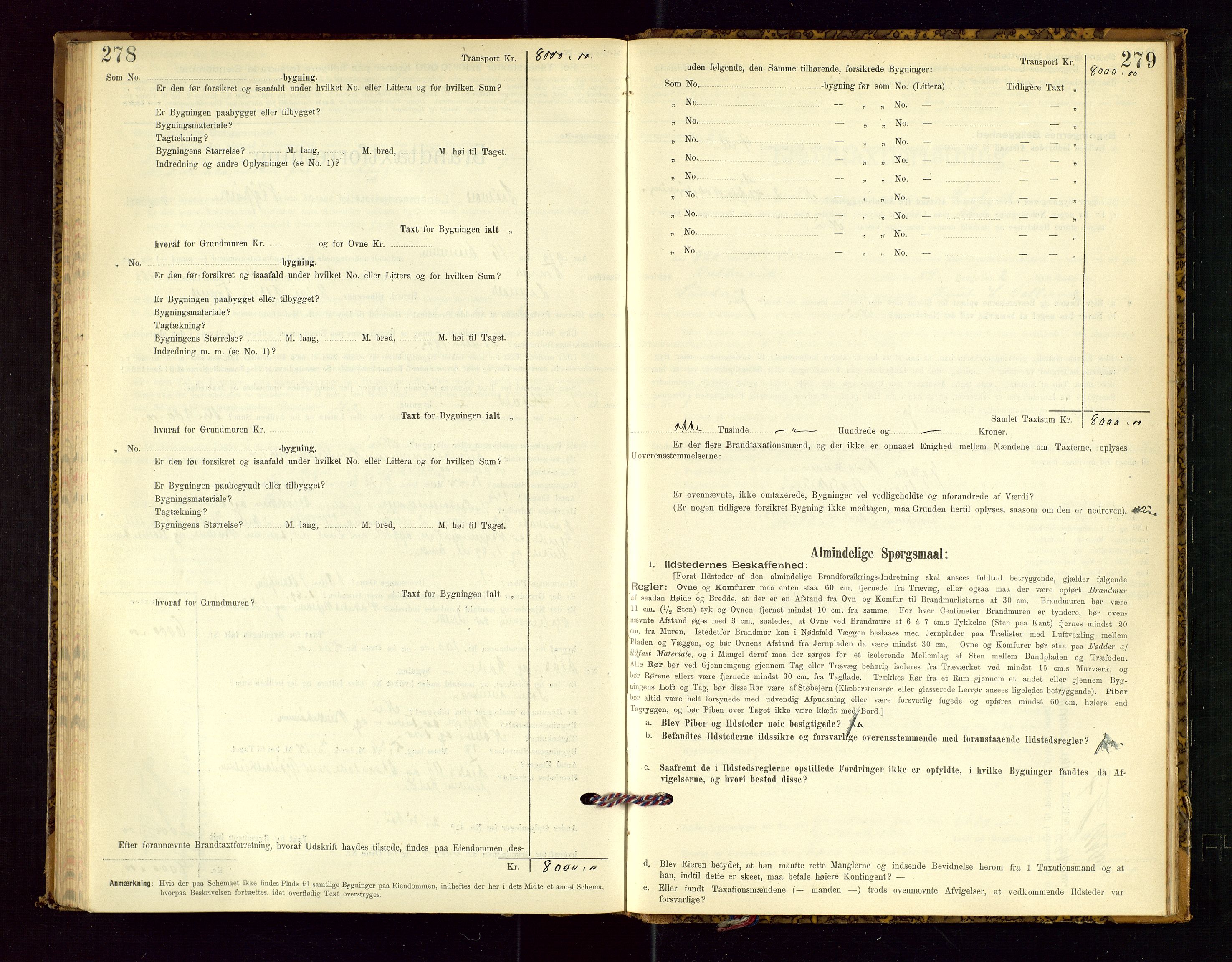 Suldal lensmannskontor, AV/SAST-A-100419/Gob/L0001: "Brandtaxationsprotokol", 1894-1923, s. 278-279