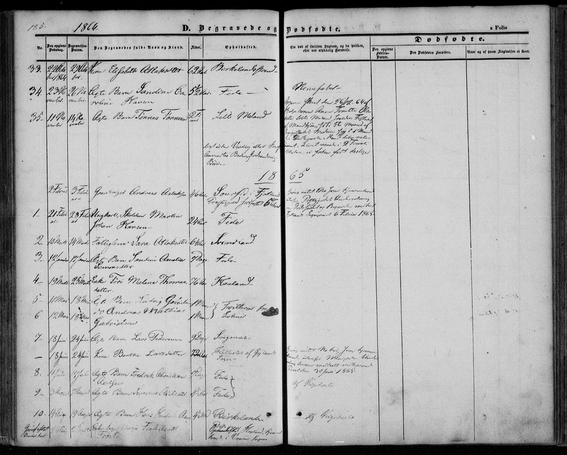 Kvinesdal sokneprestkontor, SAK/1111-0026/F/Fa/Faa/L0002: Ministerialbok nr. A 2, 1850-1876, s. 185