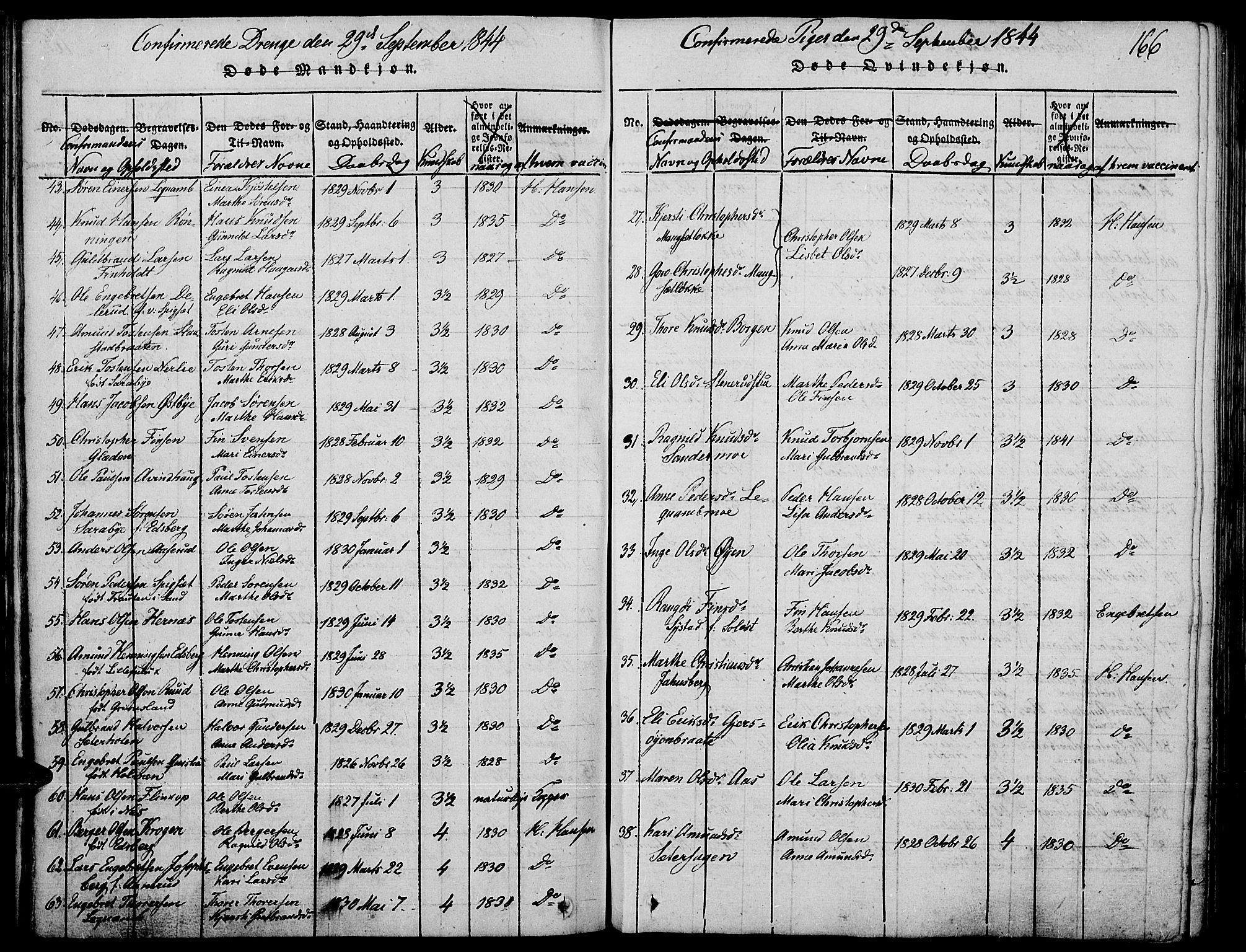 Strøm-Odalen prestekontor, AV/SAH-PREST-028/H/Ha/Haa/L0006: Ministerialbok nr. 6, 1814-1850, s. 166