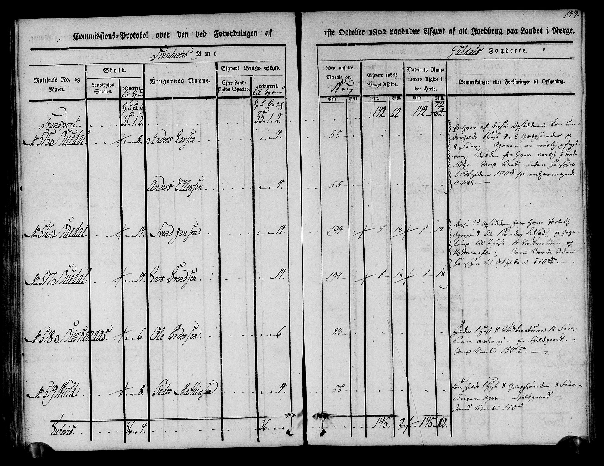 Rentekammeret inntil 1814, Realistisk ordnet avdeling, AV/RA-EA-4070/N/Ne/Nea/L0136a: Orkdal og Gauldal fogderi. Kommisjonsprotokoll for Gauldalen, 1803, s. 134