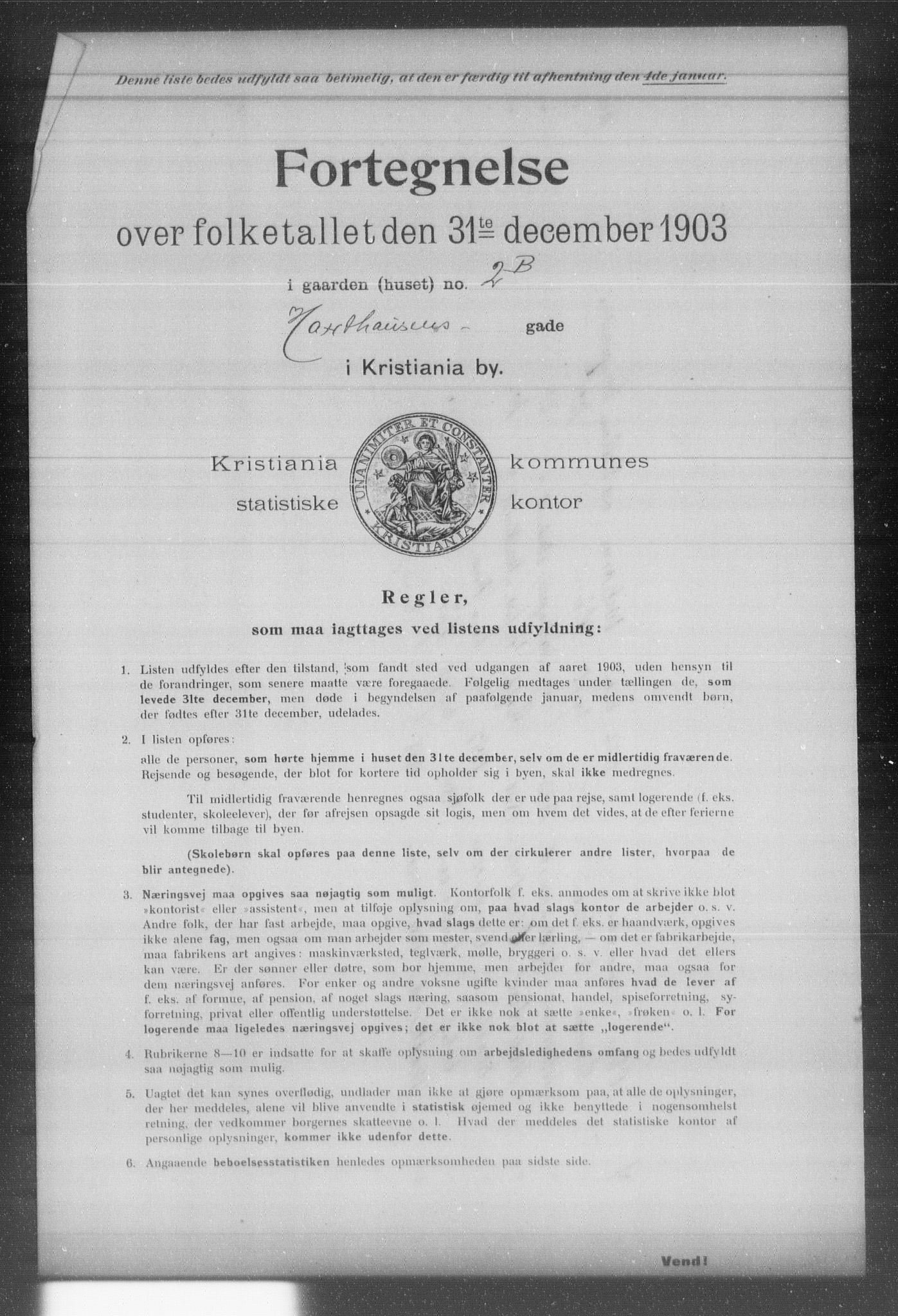 OBA, Kommunal folketelling 31.12.1903 for Kristiania kjøpstad, 1903, s. 7234