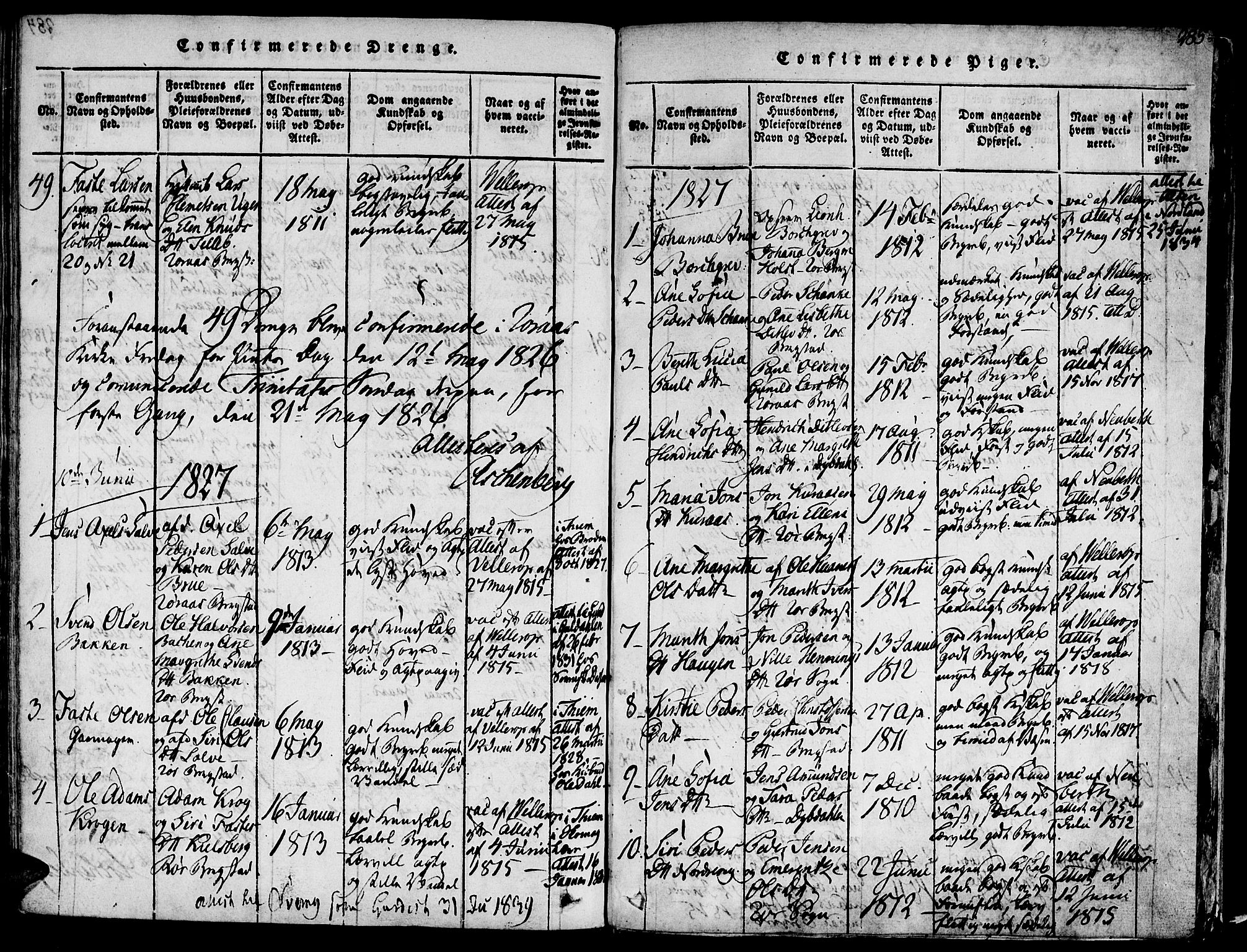 Ministerialprotokoller, klokkerbøker og fødselsregistre - Sør-Trøndelag, SAT/A-1456/681/L0929: Ministerialbok nr. 681A07, 1817-1828, s. 285a