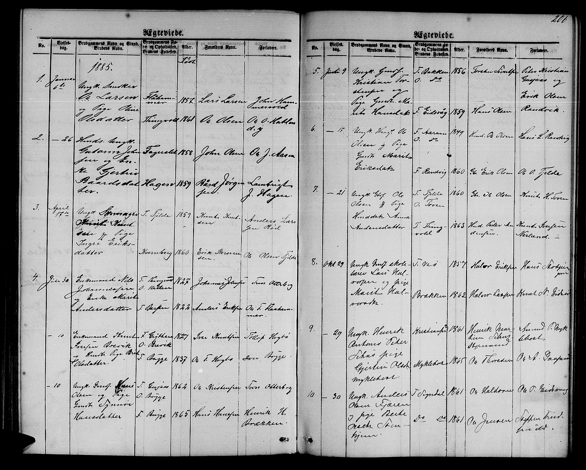 Ministerialprotokoller, klokkerbøker og fødselsregistre - Møre og Romsdal, AV/SAT-A-1454/551/L0630: Klokkerbok nr. 551C02, 1867-1885, s. 206