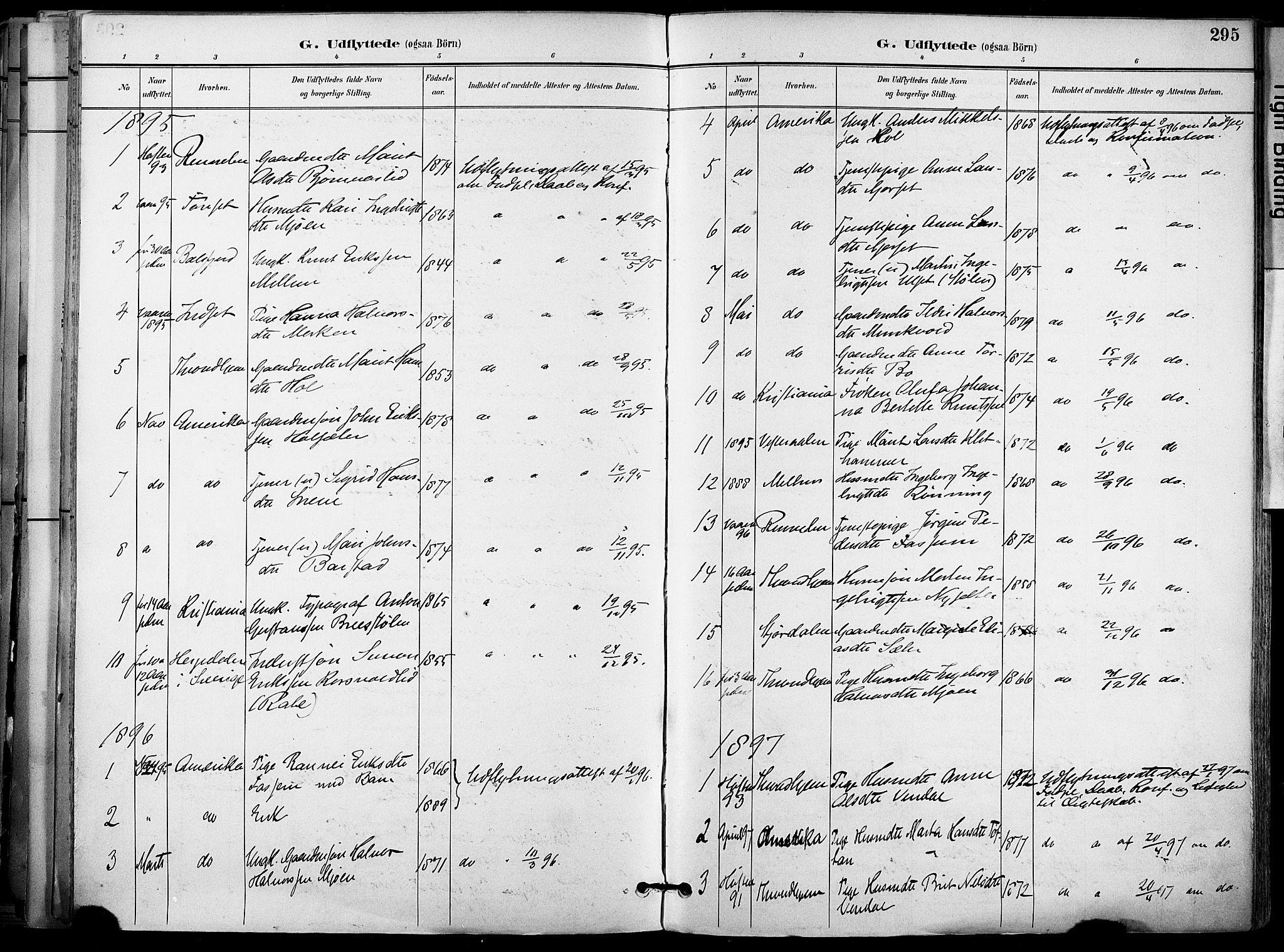 Ministerialprotokoller, klokkerbøker og fødselsregistre - Sør-Trøndelag, AV/SAT-A-1456/678/L0902: Ministerialbok nr. 678A11, 1895-1911, s. 295