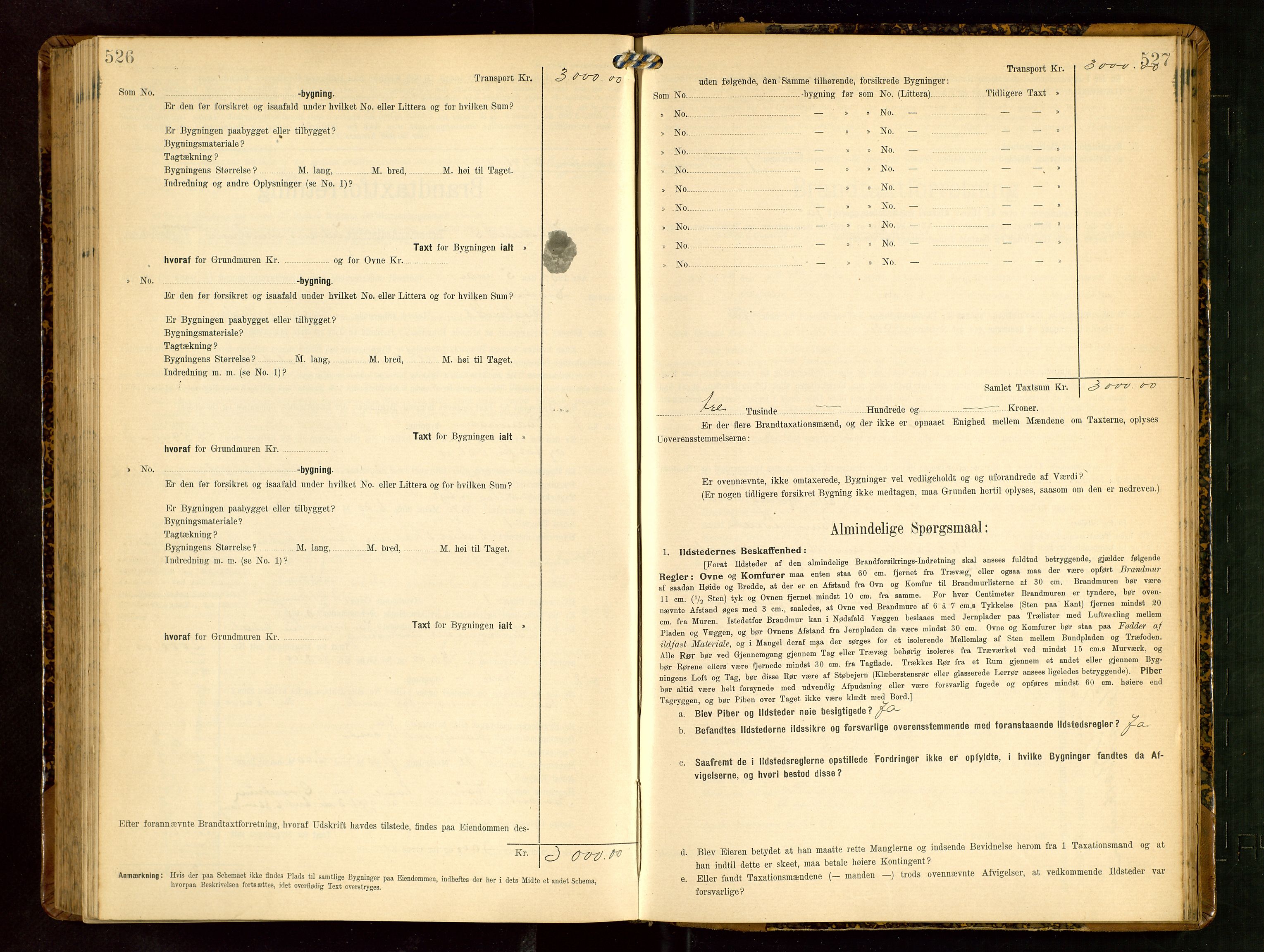 Håland lensmannskontor, AV/SAST-A-100100/Gob/L0003: Branntakstprotokoll - skjematakst. Register i boken., 1909-1910, s. 526-527