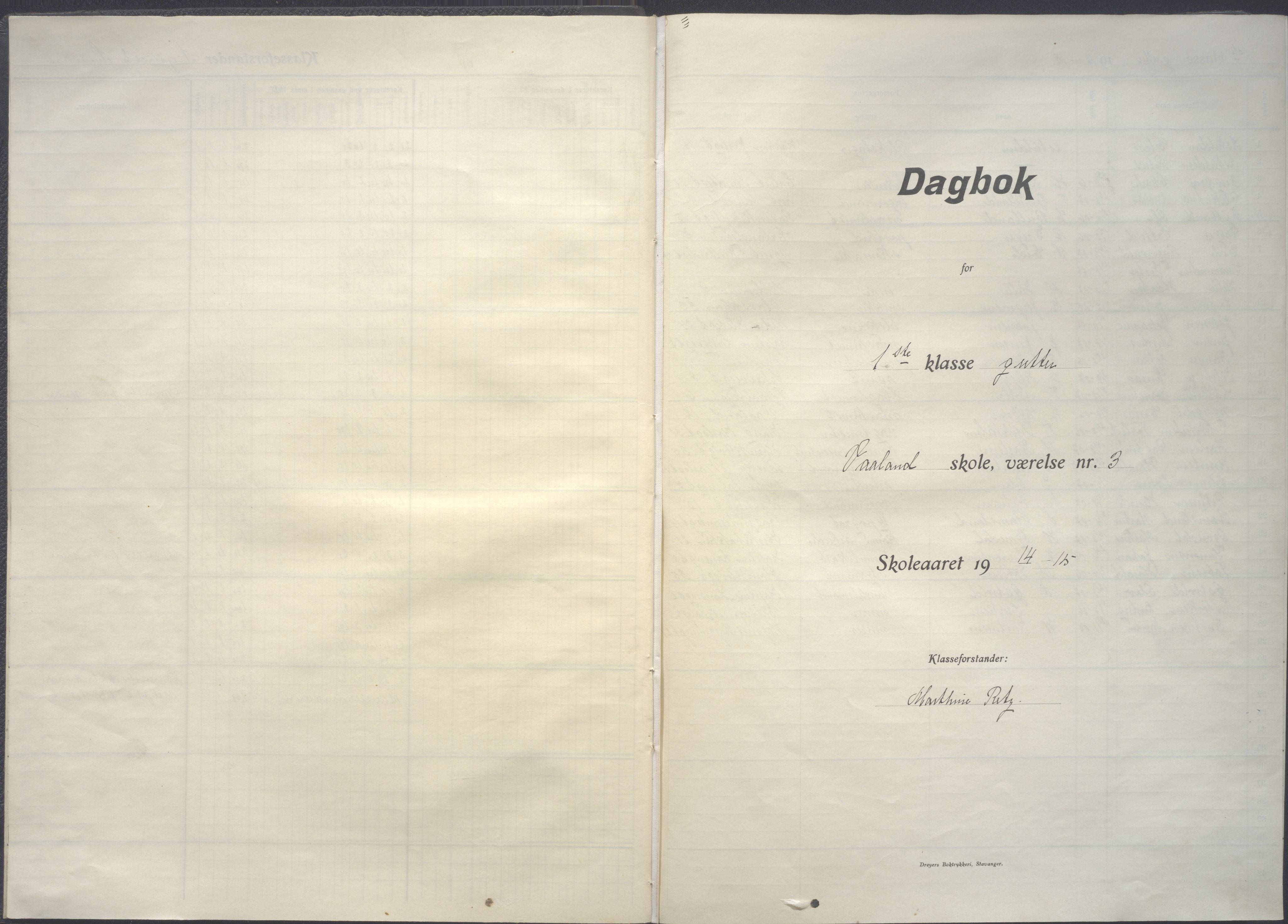 Stavanger kommune. Våland skole, BYST/A-0266/G/Ga/L0005: Dagbok, 1914-1915