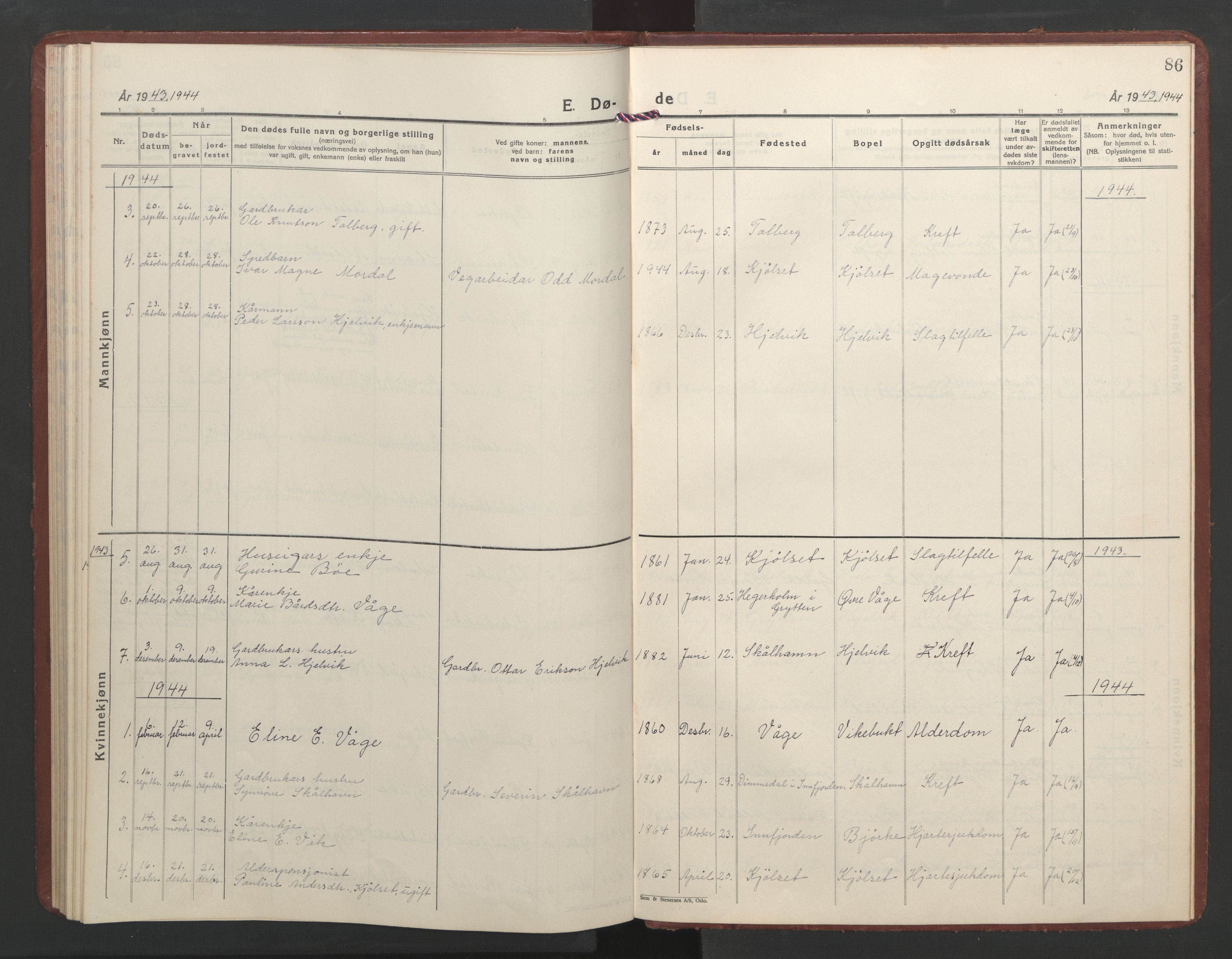 Ministerialprotokoller, klokkerbøker og fødselsregistre - Møre og Romsdal, AV/SAT-A-1454/550/L0619: Klokkerbok nr. 550C02, 1928-1967, s. 86