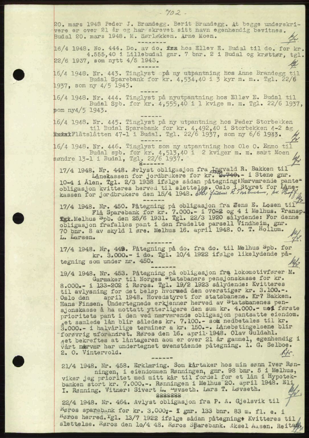 Gauldal sorenskriveri, SAT/A-0014/1/2/2C: Pantebok nr. A5, 1947-1948, Dagboknr: 444/1948