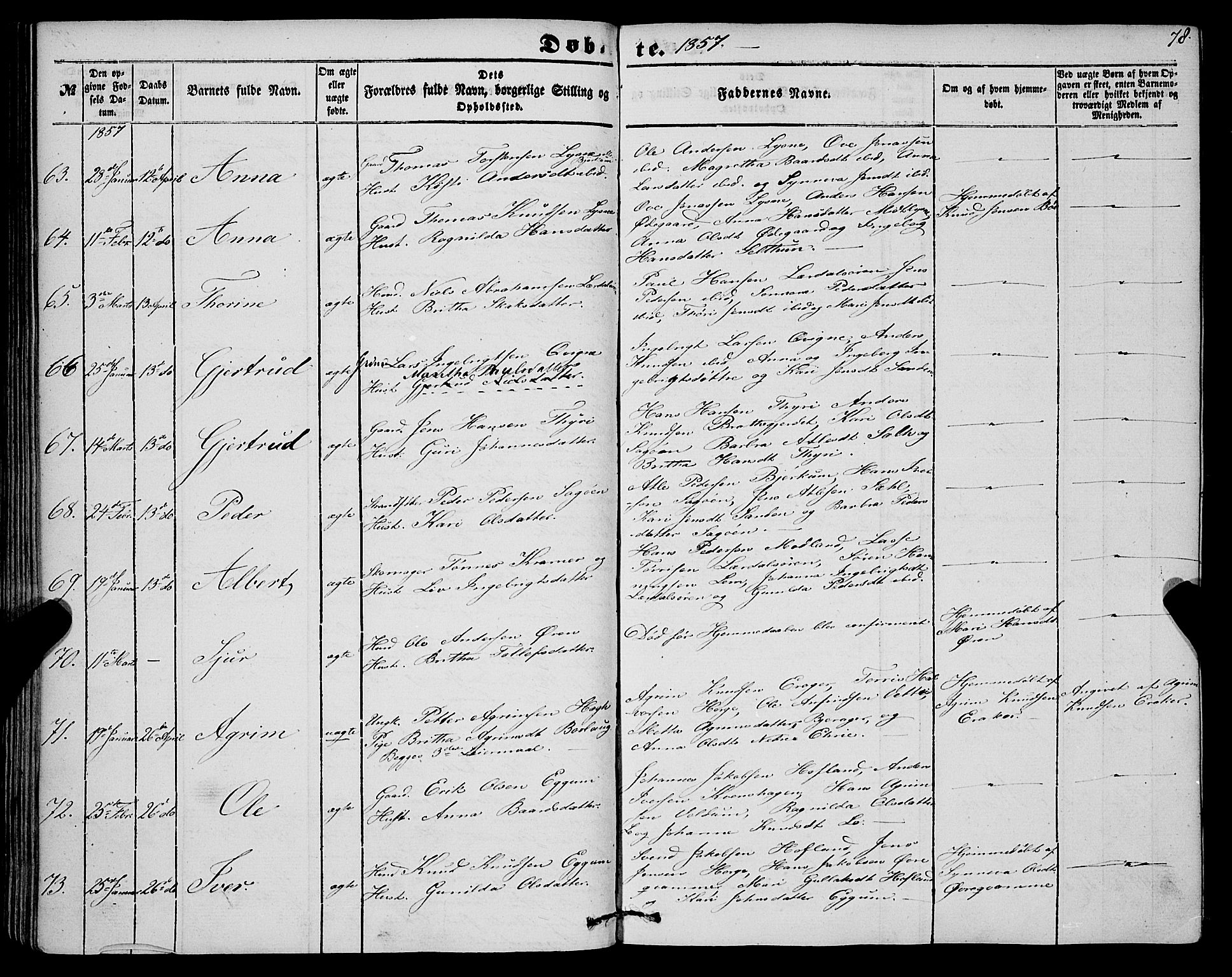 Lærdal sokneprestembete, AV/SAB-A-81201: Ministerialbok nr. A 11, 1850-1866, s. 78