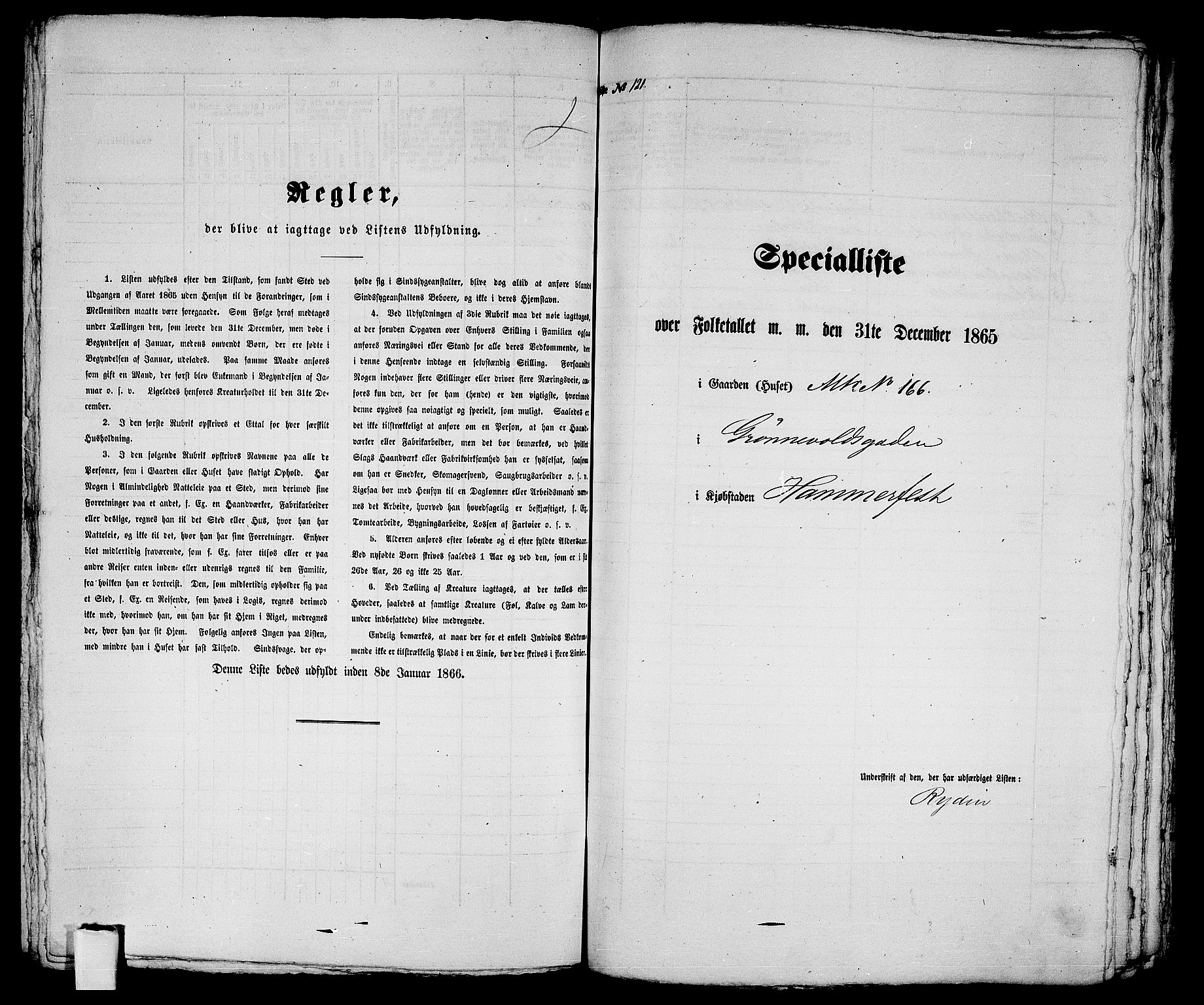 RA, Folketelling 1865 for 2001B Hammerfest prestegjeld, Hammerfest kjøpstad, 1865, s. 249