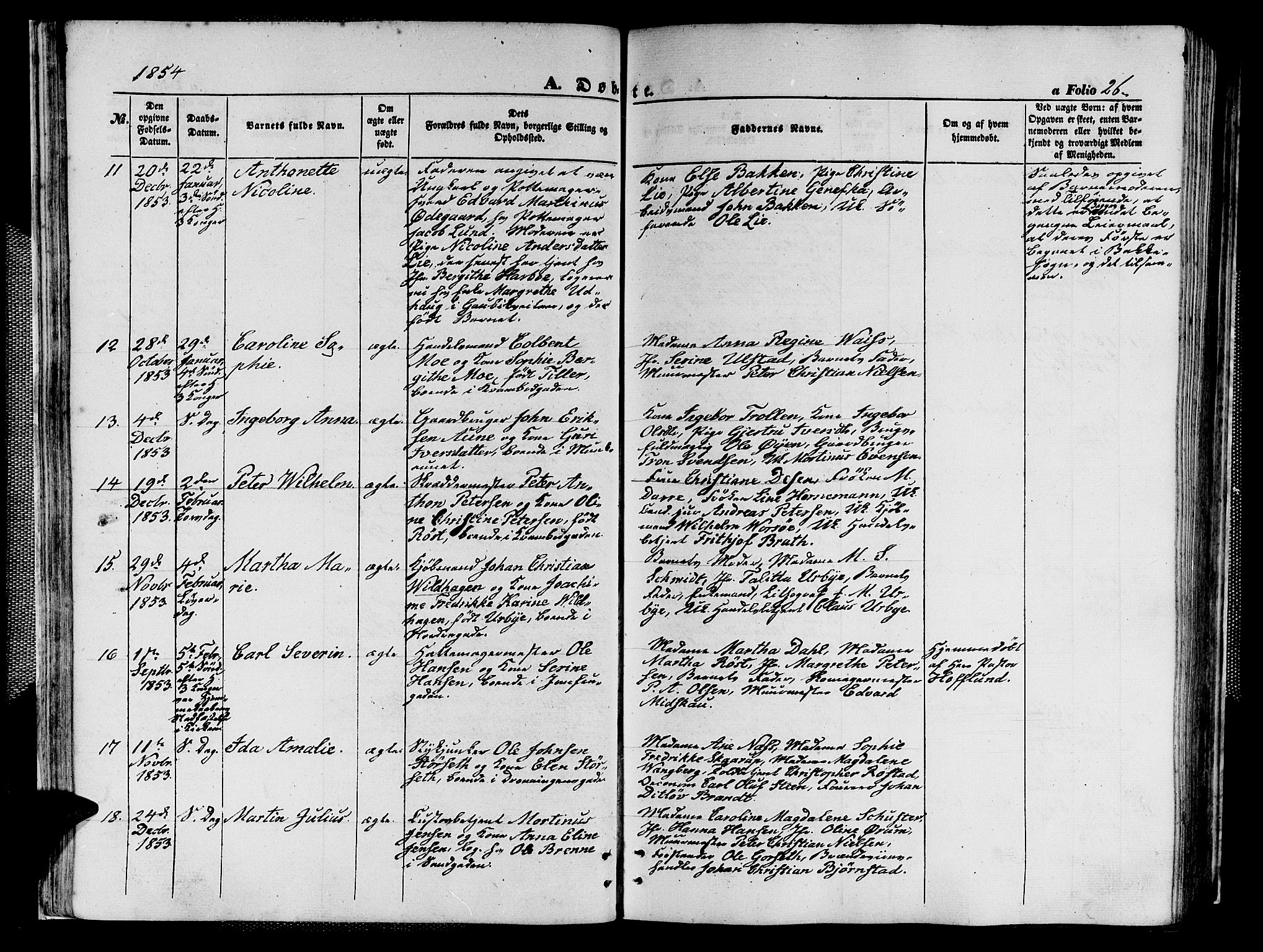 Ministerialprotokoller, klokkerbøker og fødselsregistre - Sør-Trøndelag, AV/SAT-A-1456/602/L0138: Klokkerbok nr. 602C06, 1853-1858, s. 26