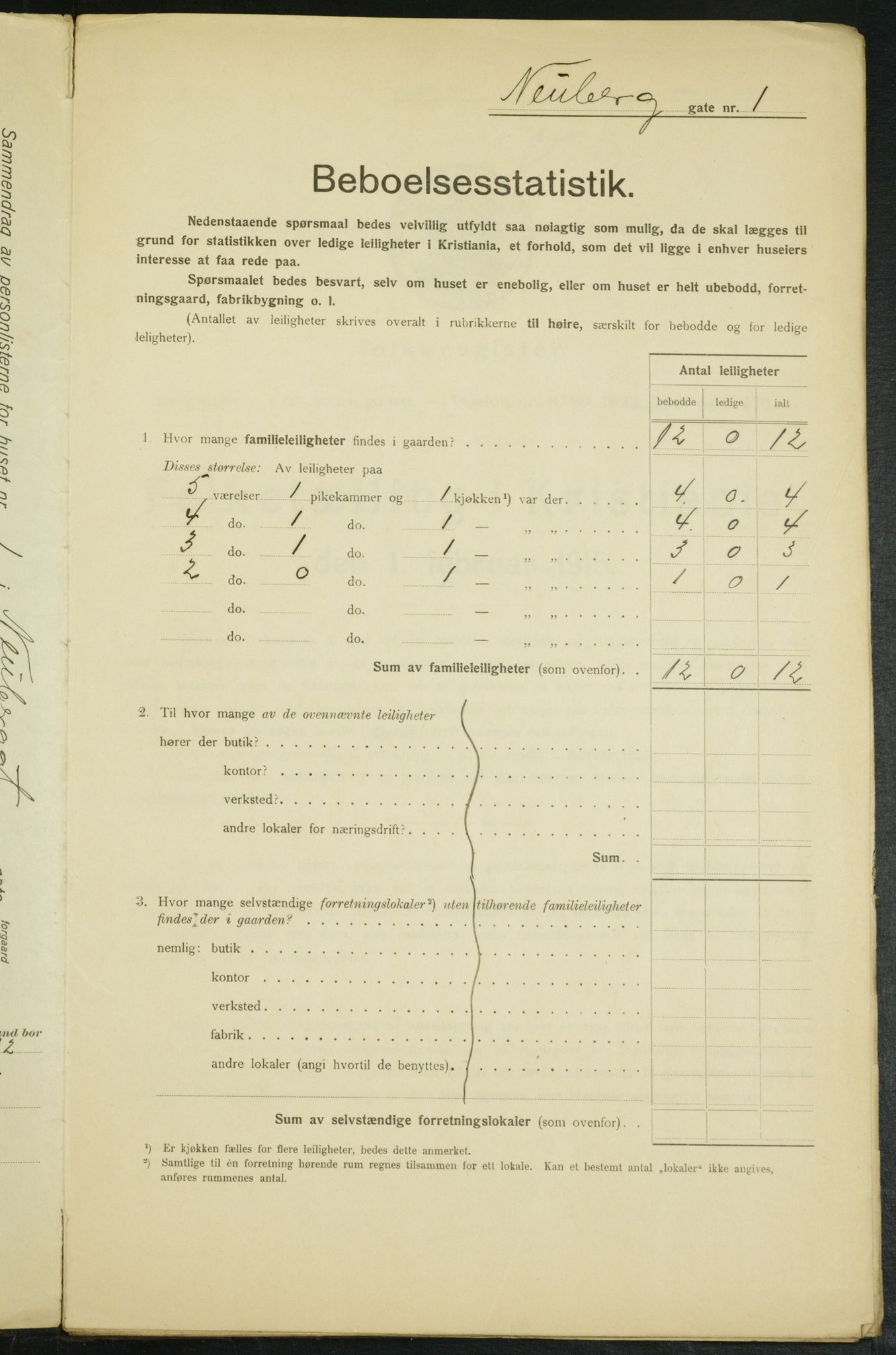 OBA, Kommunal folketelling 1.2.1915 for Kristiania, 1915, s. 69055