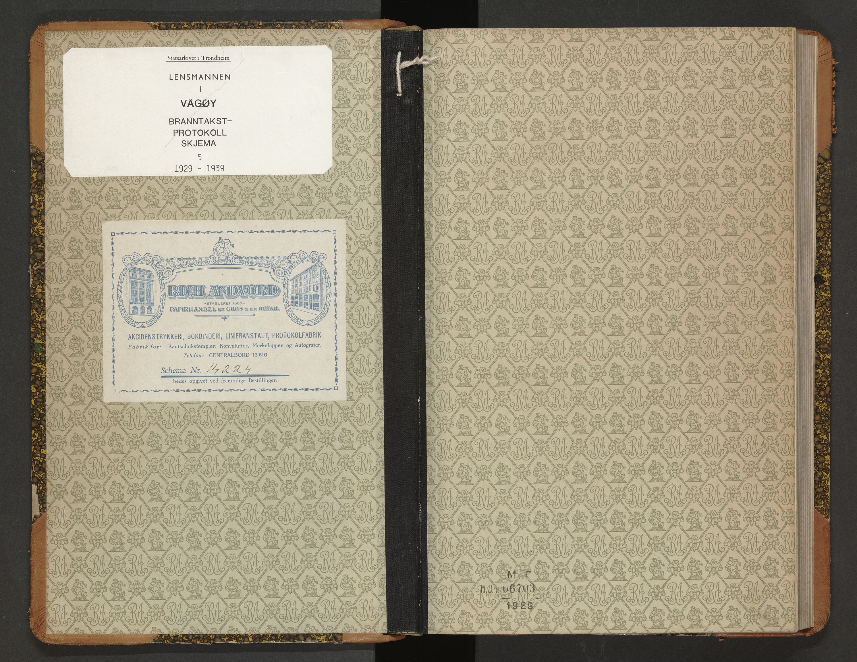 Norges Brannkasse Vågøy og Sund, AV/SAT-A-5504/Fb/L0005: Branntakstprotokoll, 1929-1939