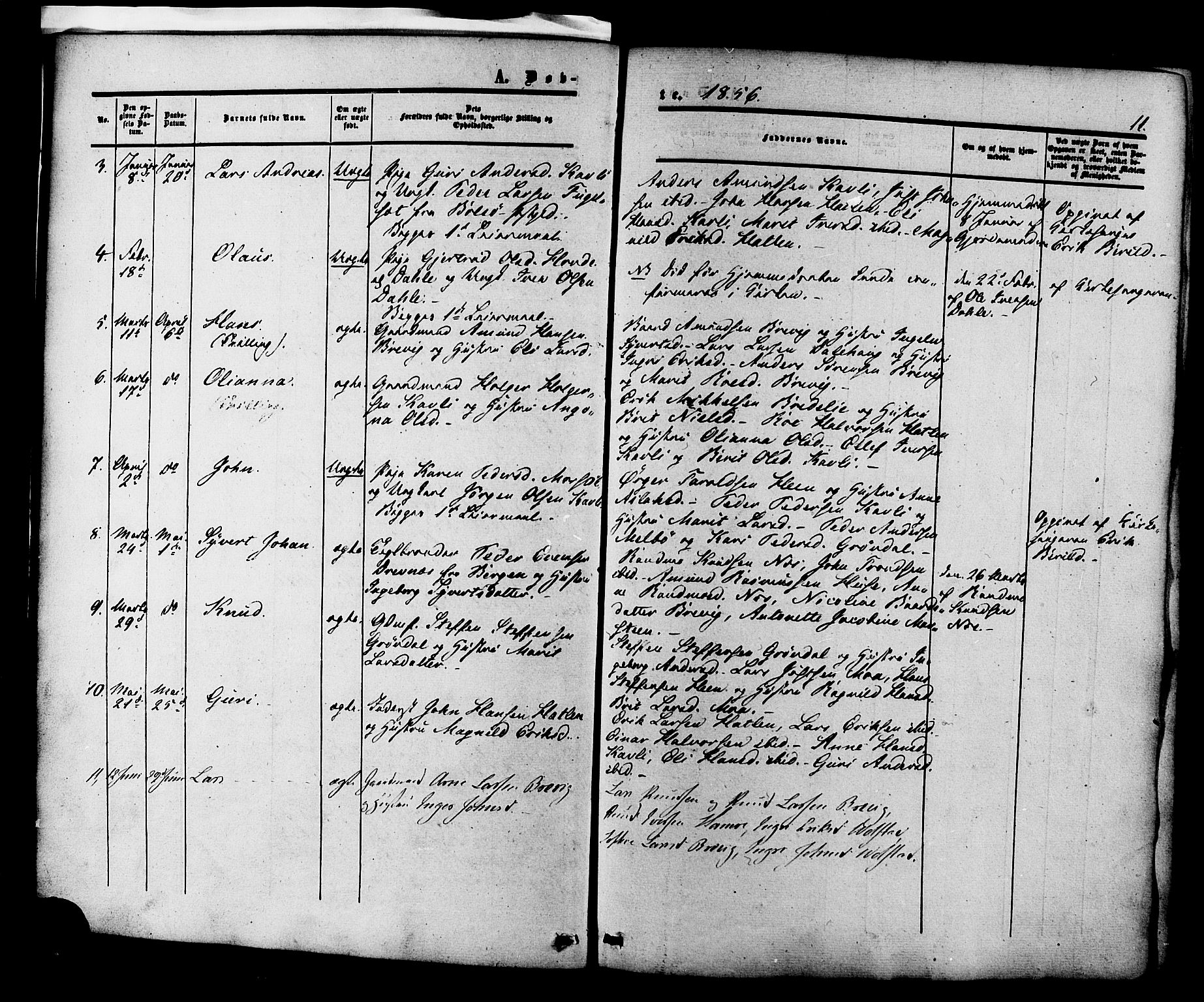 Ministerialprotokoller, klokkerbøker og fødselsregistre - Møre og Romsdal, SAT/A-1454/545/L0586: Ministerialbok nr. 545A02, 1854-1877, s. 11