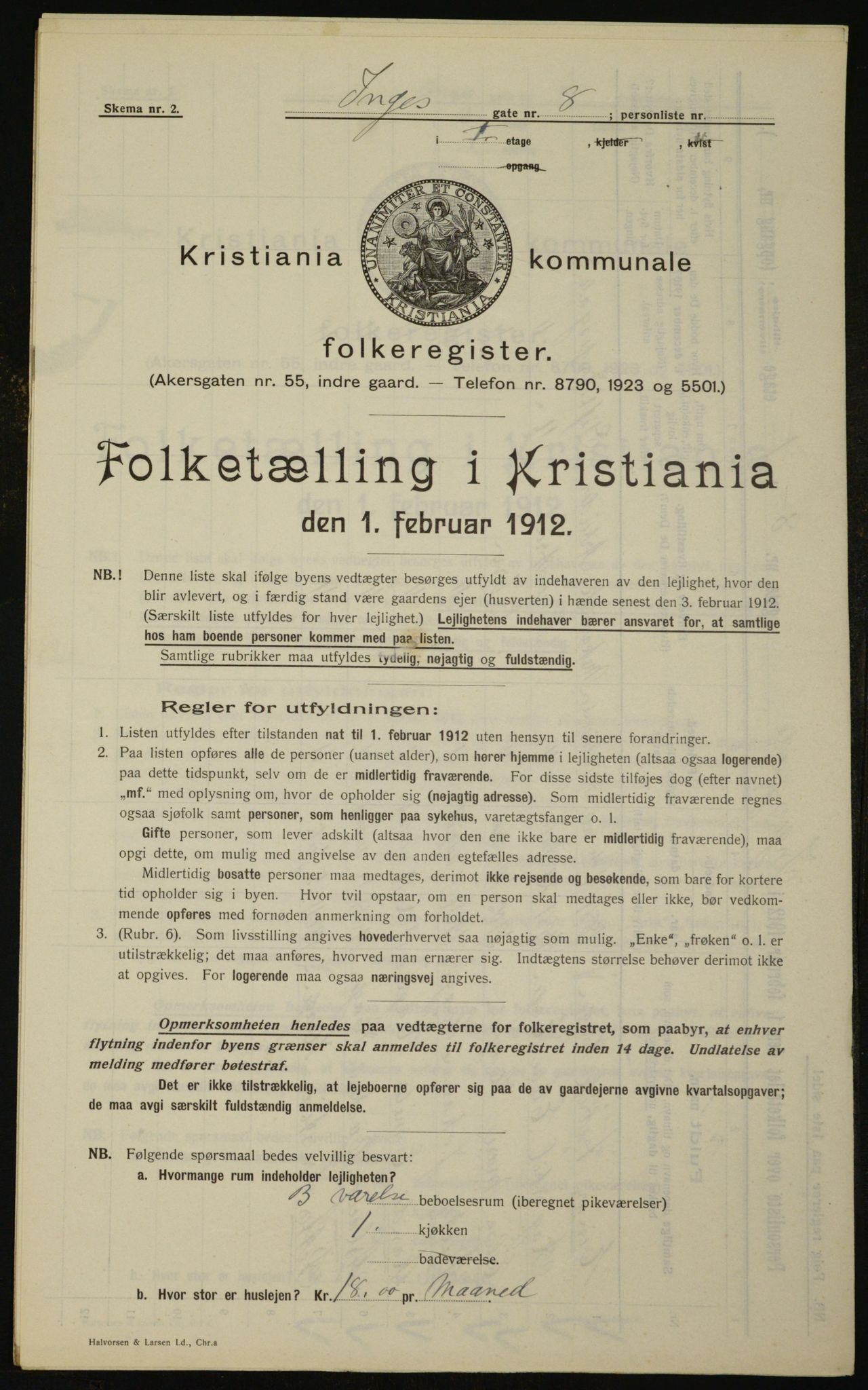 OBA, Kommunal folketelling 1.2.1912 for Kristiania, 1912, s. 44314