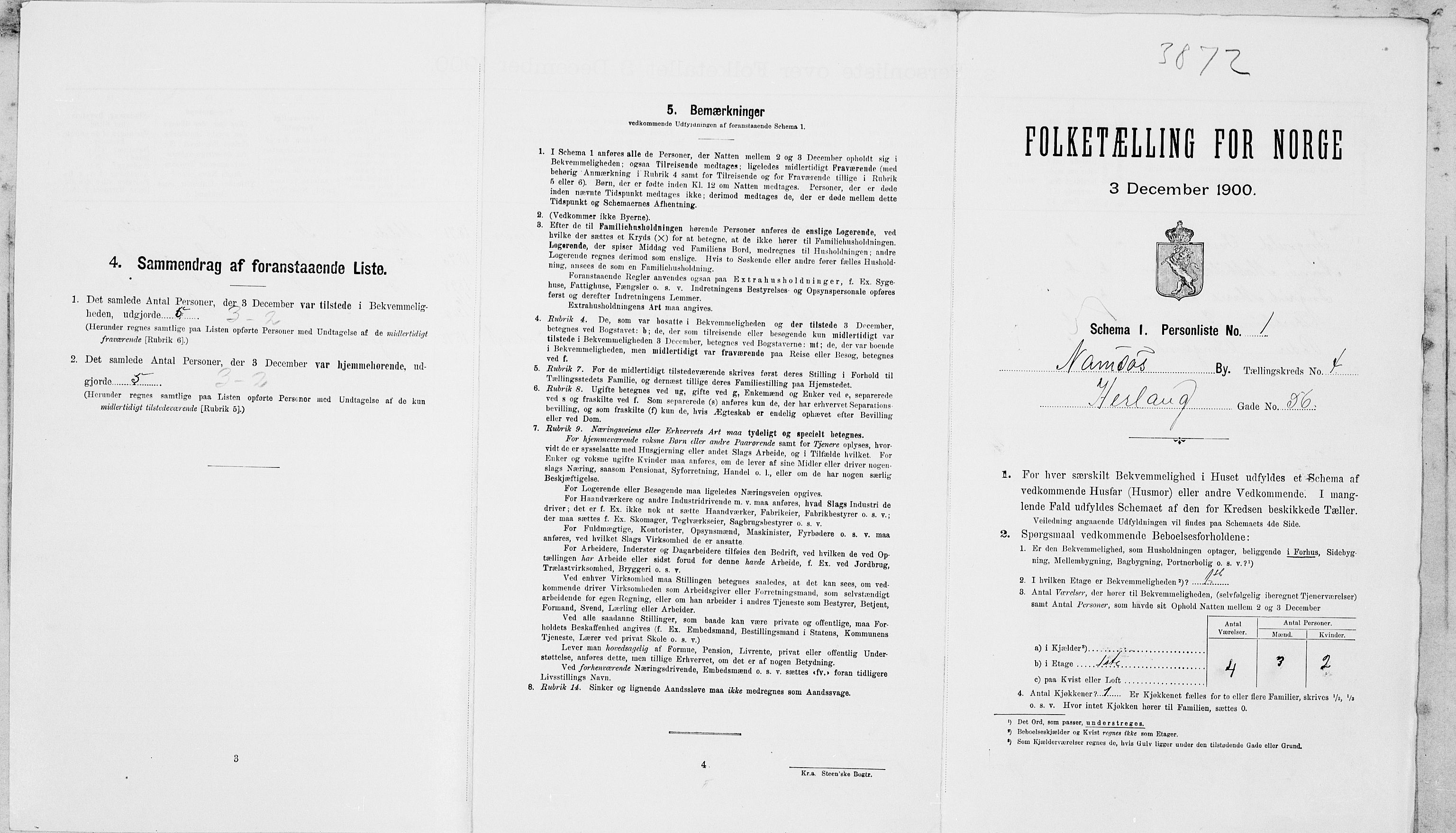 SAT, Folketelling 1900 for 1703 Namsos ladested, 1900, s. 724