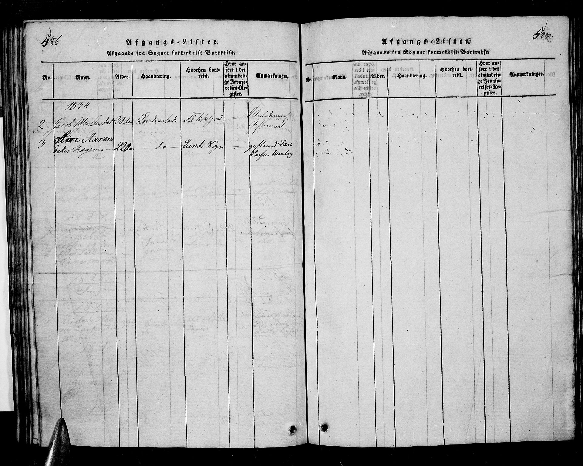 Sirdal sokneprestkontor, AV/SAK-1111-0036/F/Fa/Fab/L0001: Ministerialbok nr. A 1, 1815-1834, s. 586-587