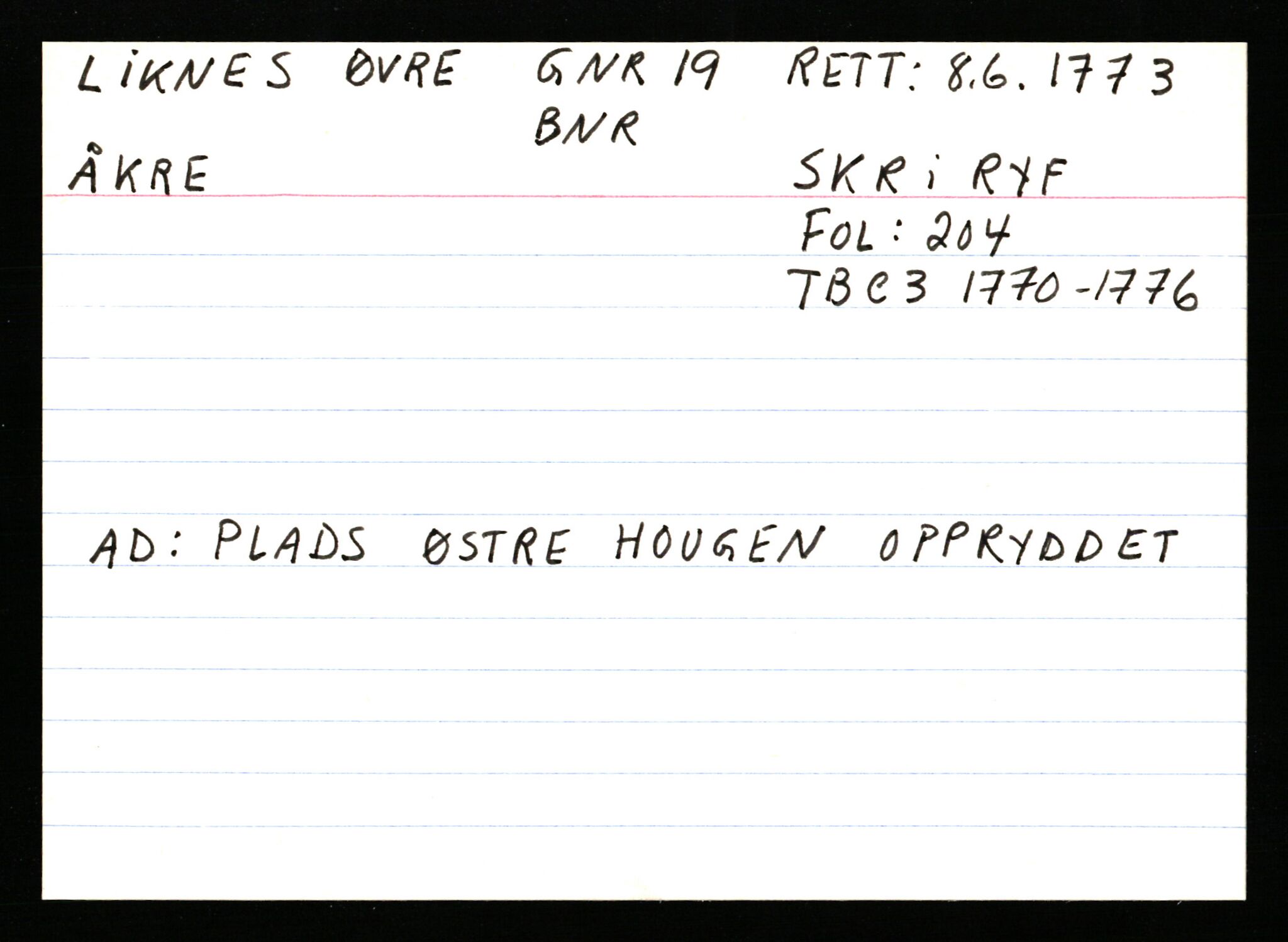 Statsarkivet i Stavanger, AV/SAST-A-101971/03/Y/Ym/L0035: Åstedskort sortert etter gårdsnavn: Leiranger - Lindanger, 1600-1950, s. 454