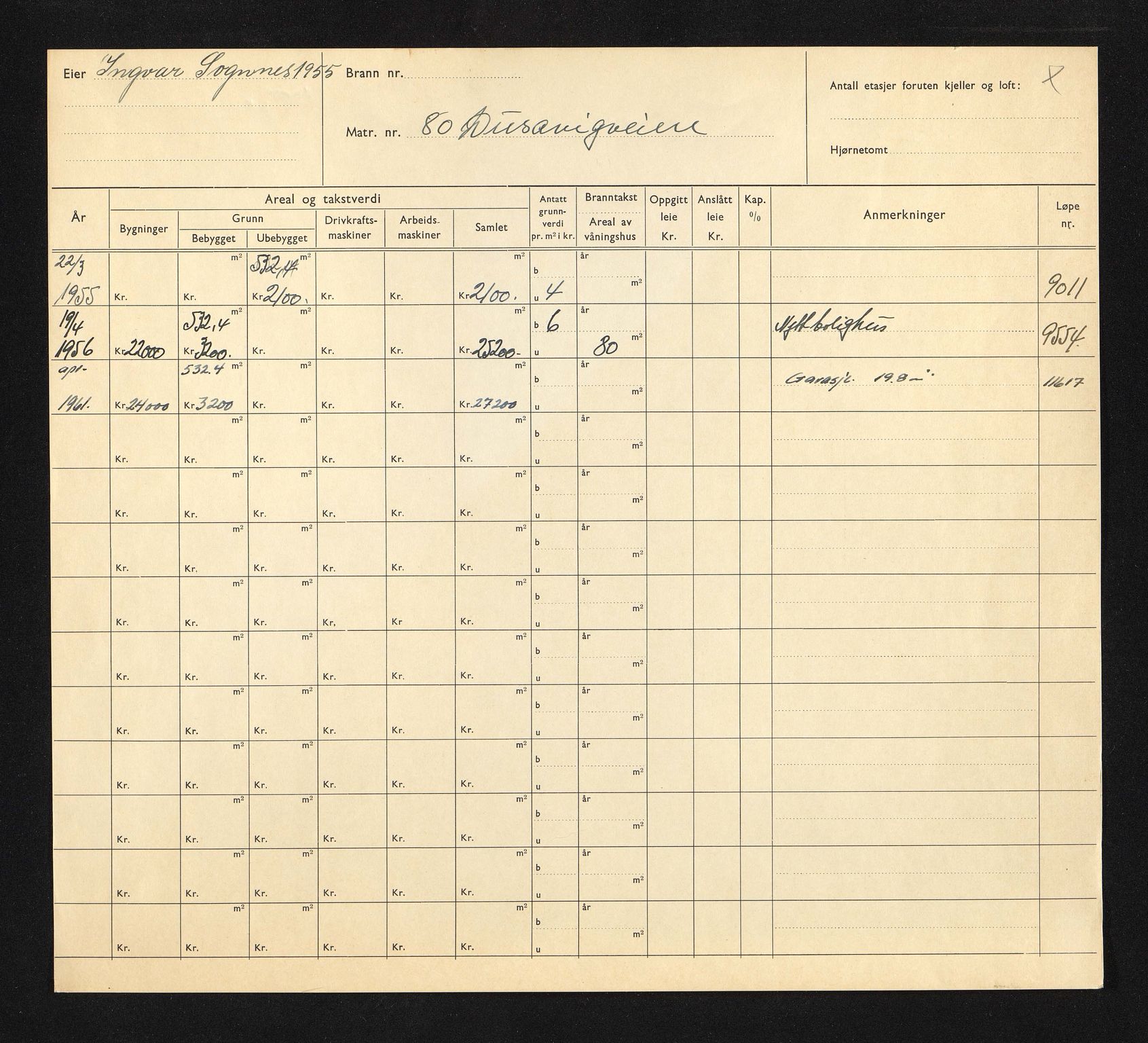 Stavanger kommune. Skattetakstvesenet, BYST/A-0440/F/Fa/Faa/L0010/0004: Skattetakstkort / Dusavikveien 80 - 147